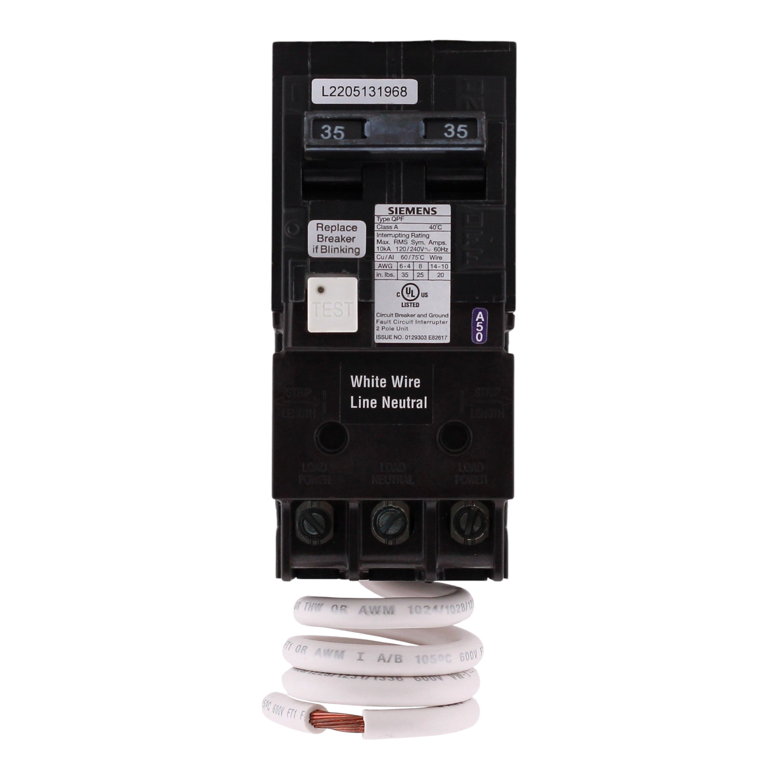 Siemens QPF, QF235A, 35A, 2P, 120/240V, GFCI, Pigtail Neutral, Circuit Breaker - Image 6