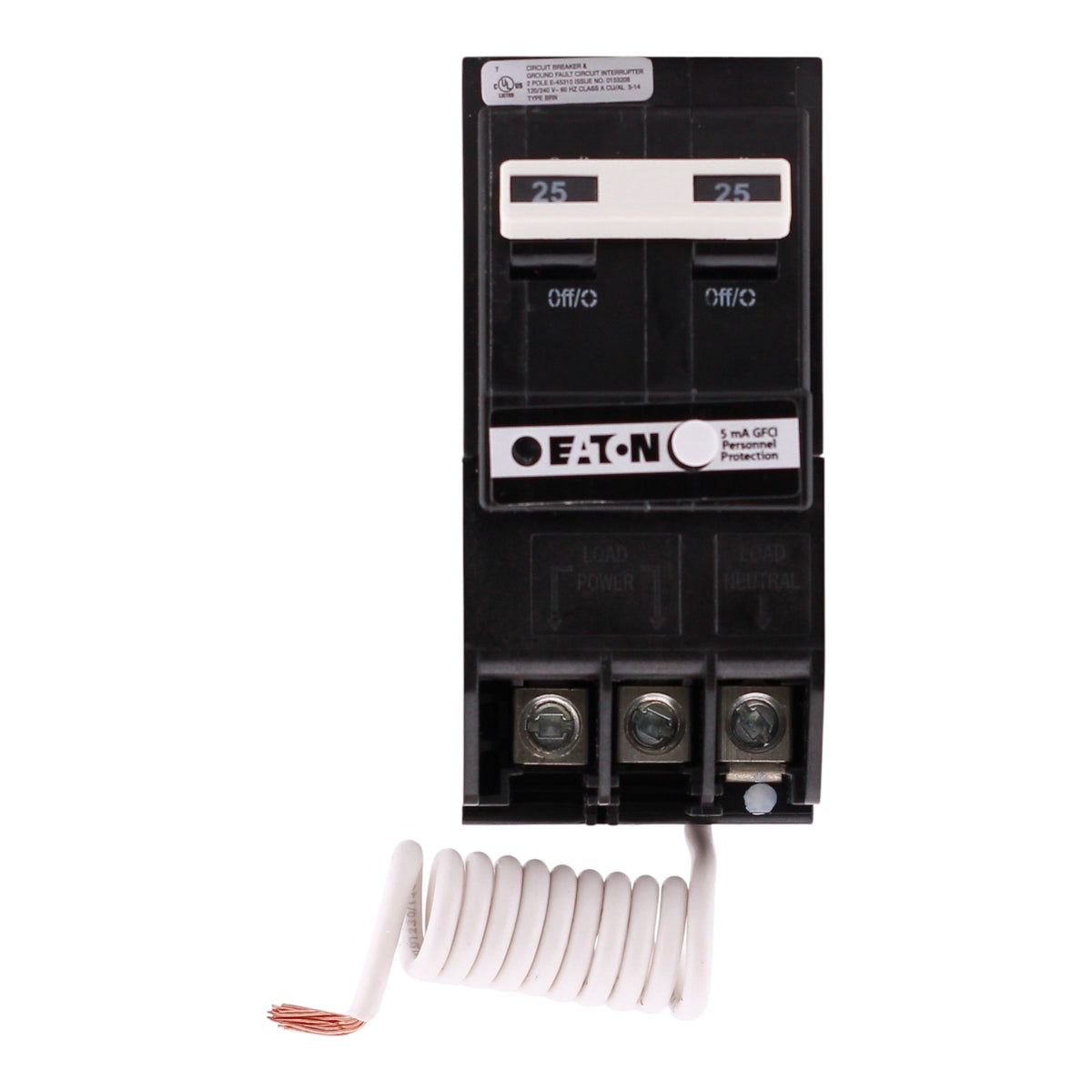 Eaton BR, BRN225GF, 25A, 2P, 120/240V, GFCI, Pigtail Neutral, Circuit Breaker - Image 6