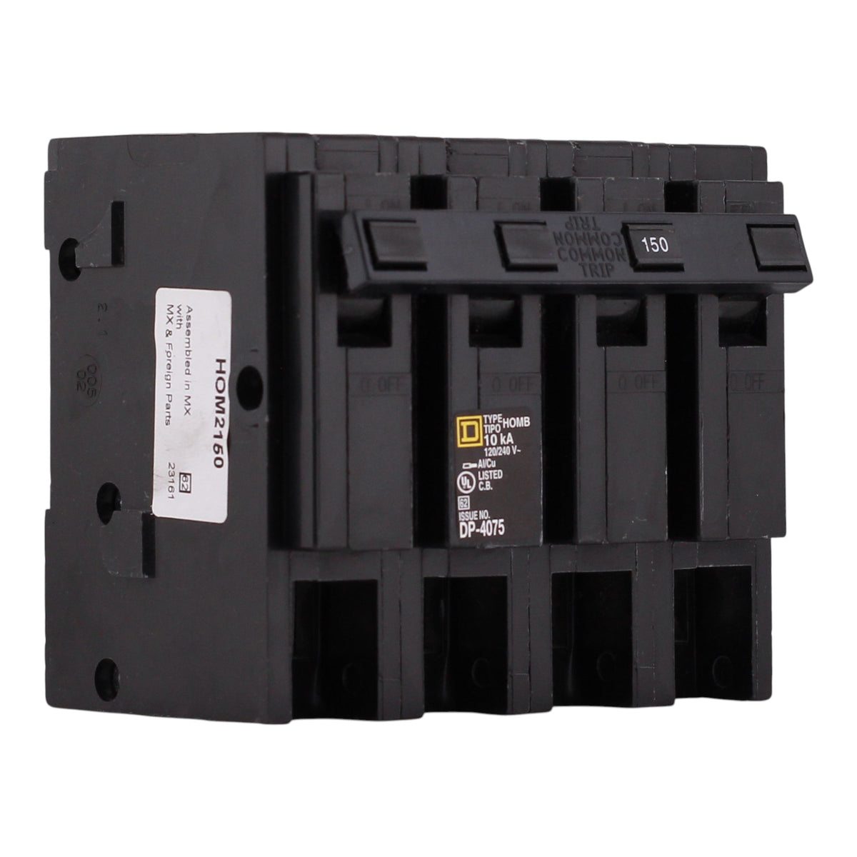 Square D Homeline, HOM2150, 150A, 4P, 120/240V, Standard, Plug-In, Circuit Breaker