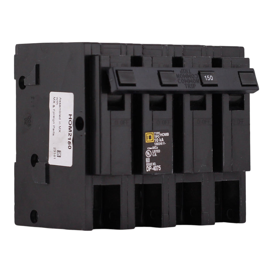 Square D Homeline, HOM2150, 150A, 4P, 120/240V, Standard, Plug-In, Circuit Breaker