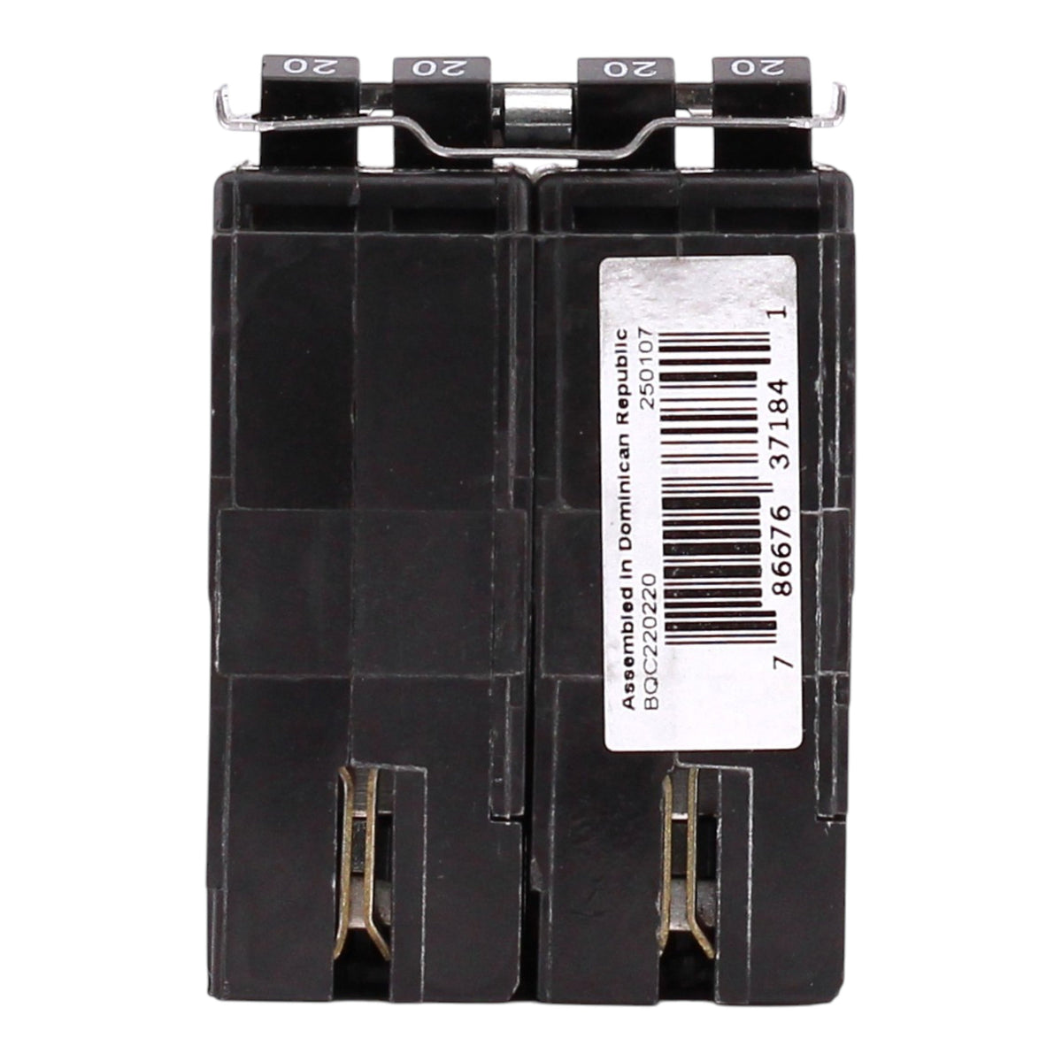 Eaton BQC220220, (2) 20A, 120/240V, 4-Pole, 10kA, Thermal Magnetic Circuit Breaker, Plug-On, for Type BR Load Centers - Image 7