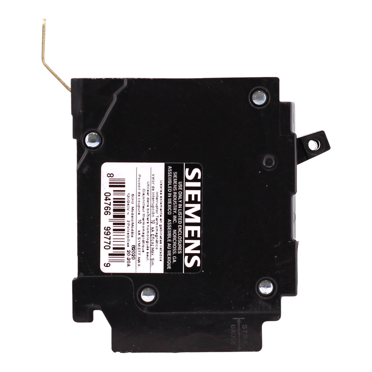 Siemens BT, B2020, 20/20A, 1P, 120V, Duplex, Bolt-On, Circuit Breaker - Image 4