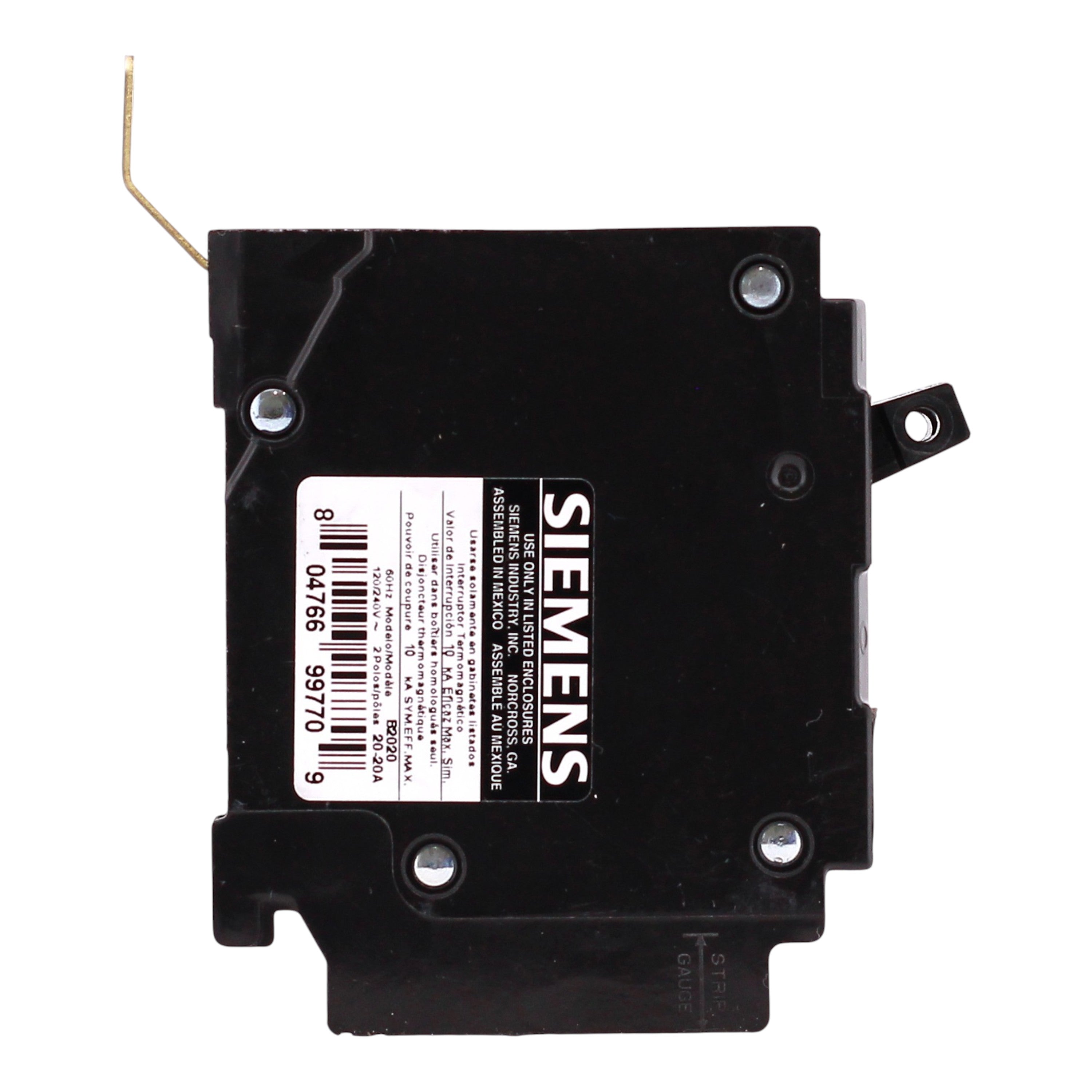 Siemens BT, B2020, 20/20A, 1P, 120V, Duplex, Bolt-On, Circuit Breaker - Image 4