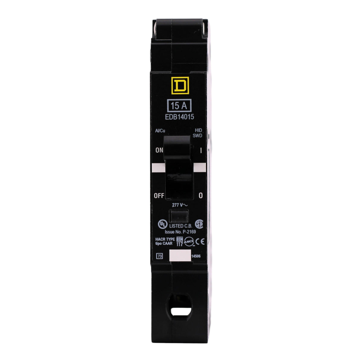 Square D E-Frame, EDB14015, 15A, 1P, 277V, 25kA, Bolt-On, Circuit Breaker - Image 4