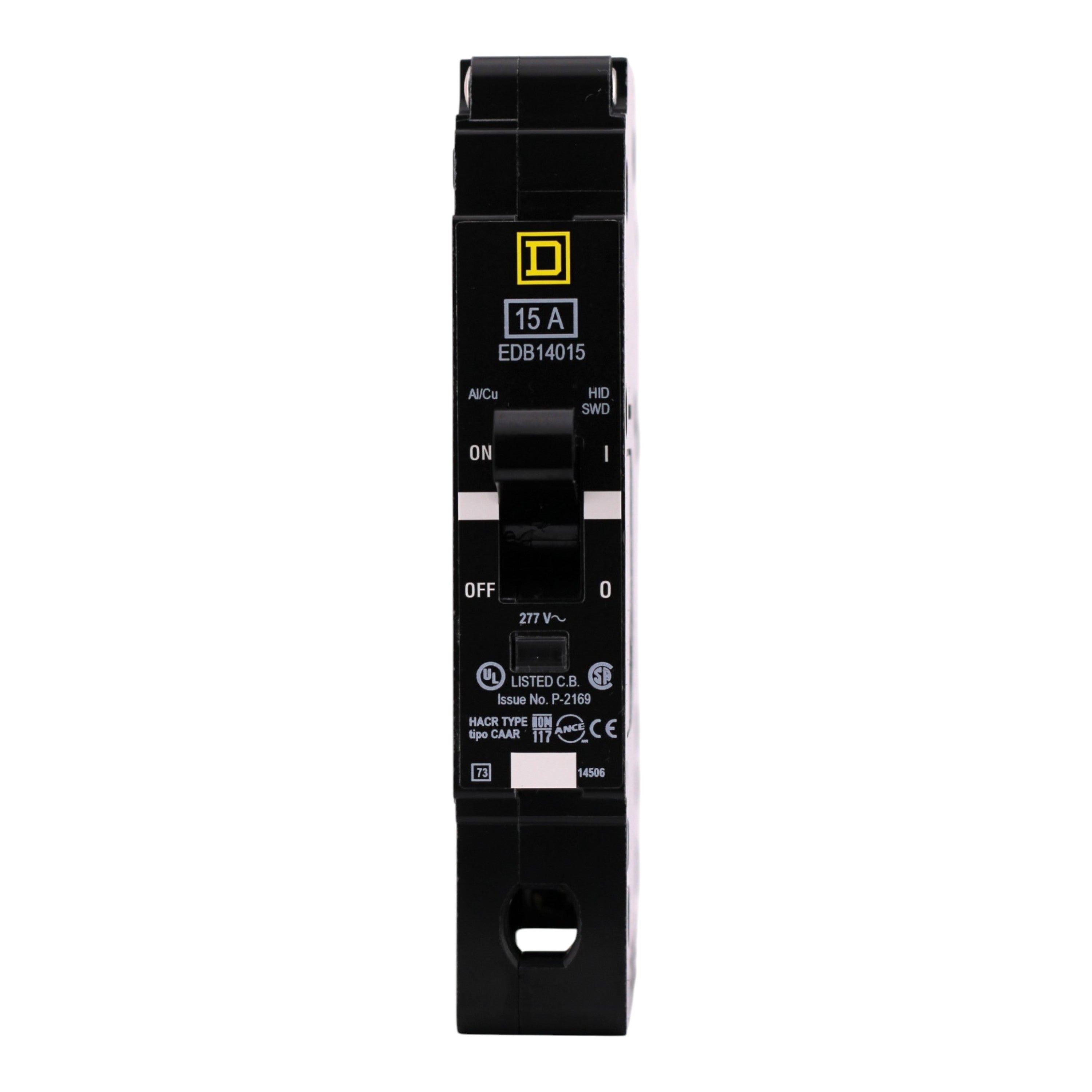 Square D E-Frame, EDB14015, 15A, 1P, 277V, 25kA, Bolt-On, Circuit Breaker - Image 4