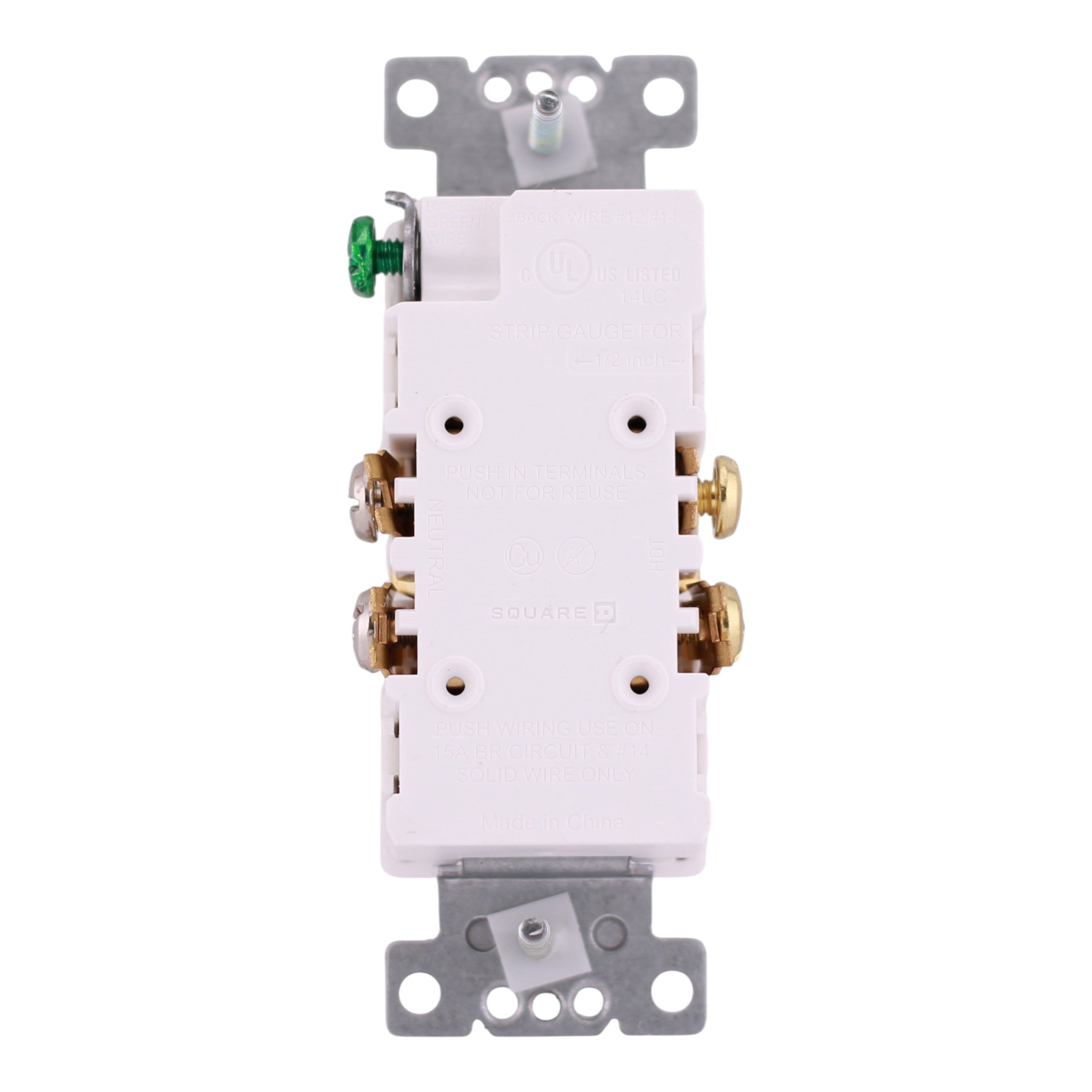 Square D X Series, SQR44104WH, 15A, 125V, TR/WR, Decorator Duplex Receptacle, White - Image 7