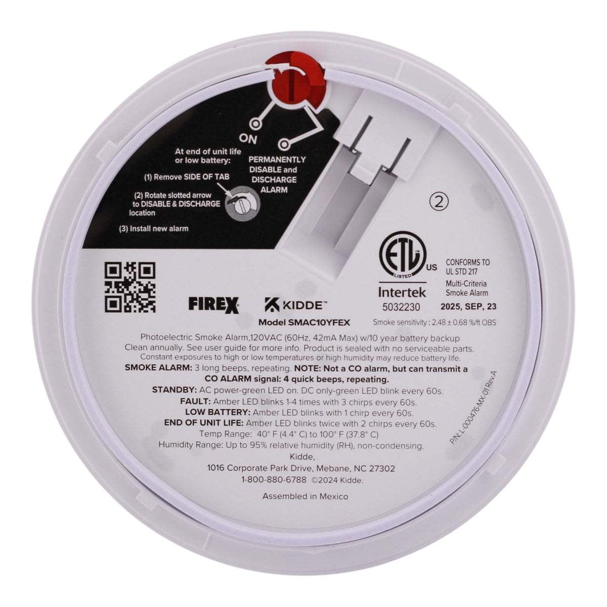 Kidde Firex, SMAC10YFEX, 120V AC, Hardwired, Photoelectric, 10-Year Battery Backup, Smoke Alarm - Image 7