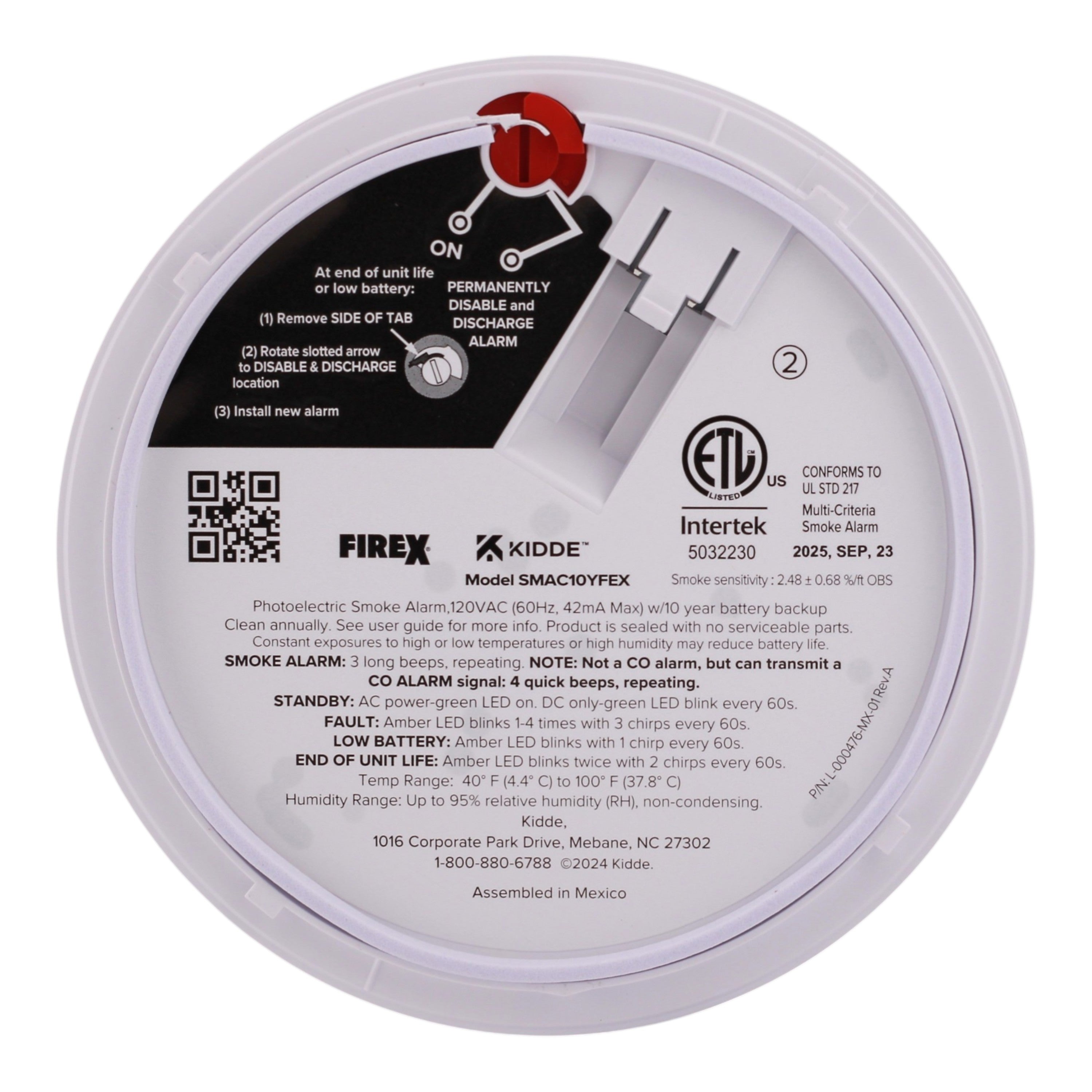 Kidde Firex, SMAC10YFEX, 120V AC, Hardwired, Photoelectric, 10-Year Battery Backup, Smoke Alarm - Image 7