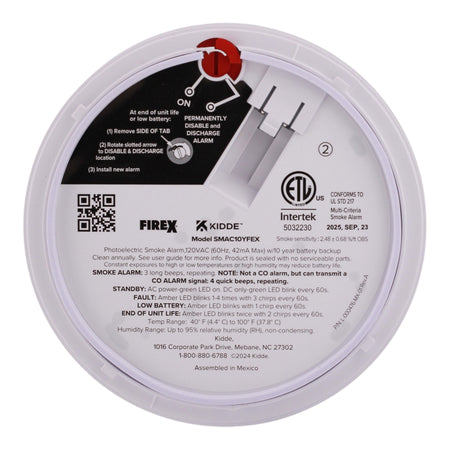Kidde Firex, SMAC10YFEX, 120V AC, Hardwired, Photoelectric, 10-Year Battery Backup, Smoke Alarm - Image 7