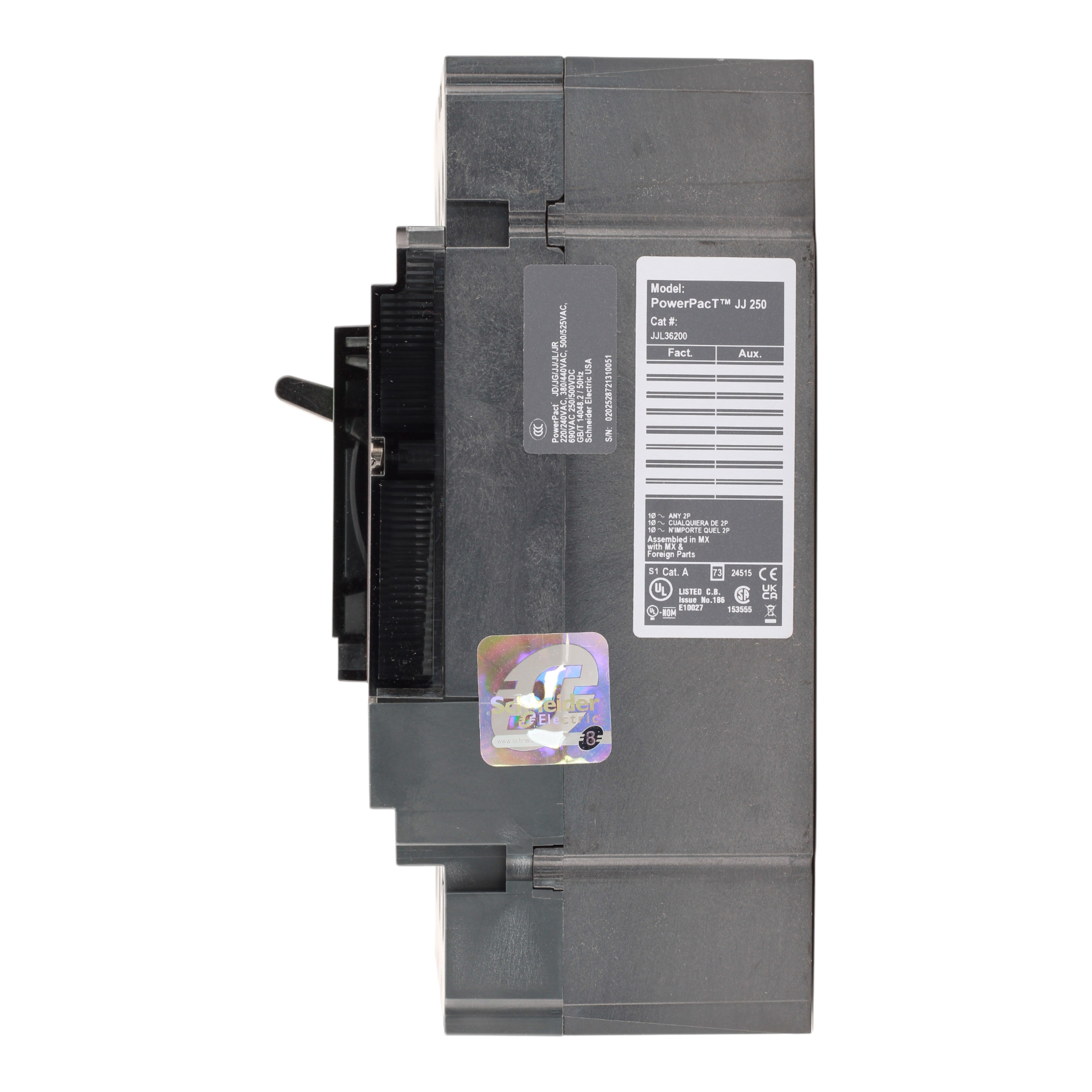 Square D PowerPacT JJL36200 200A 3P 600V Thermal-Magnetic Circuit Breaker - Image 7