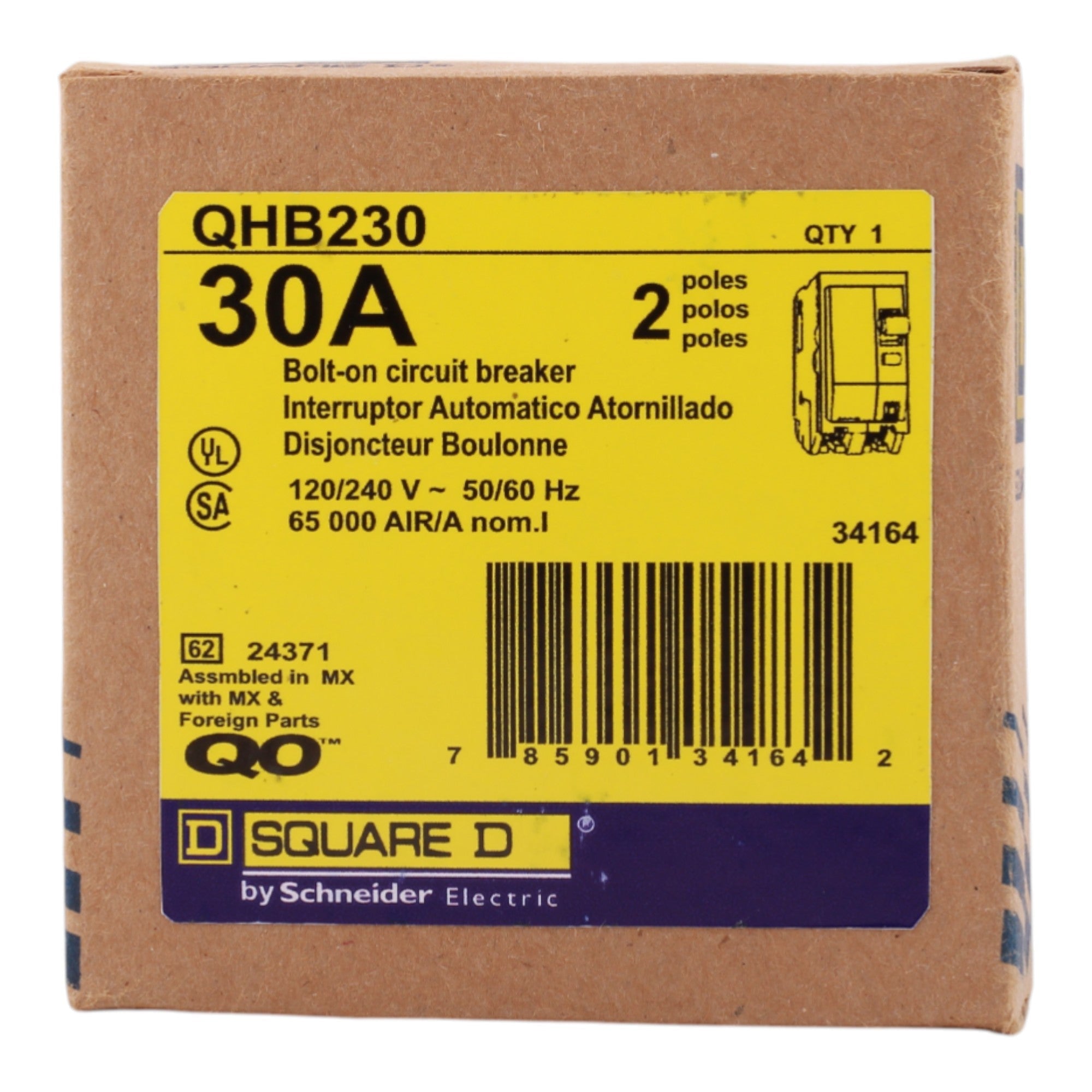 Square D QO QHB230 30A 2P 120/240V Standard Bolt-On Circuit Breaker - Image 2