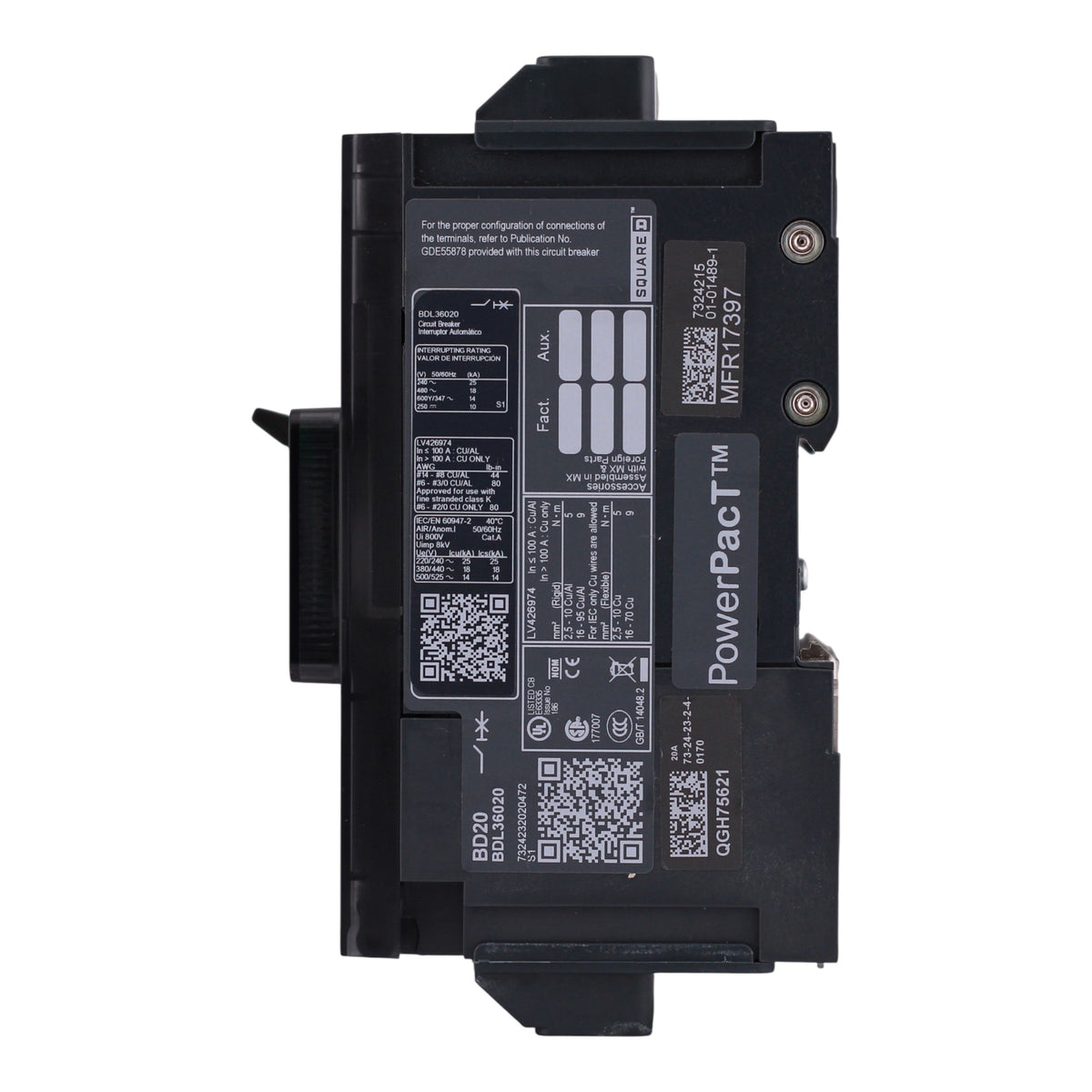 Square D PowerPacT B, BDL36020, 20A, 3P, 600Y/347VAC, Thermal Magnetic, Circuit Breaker - Image 7