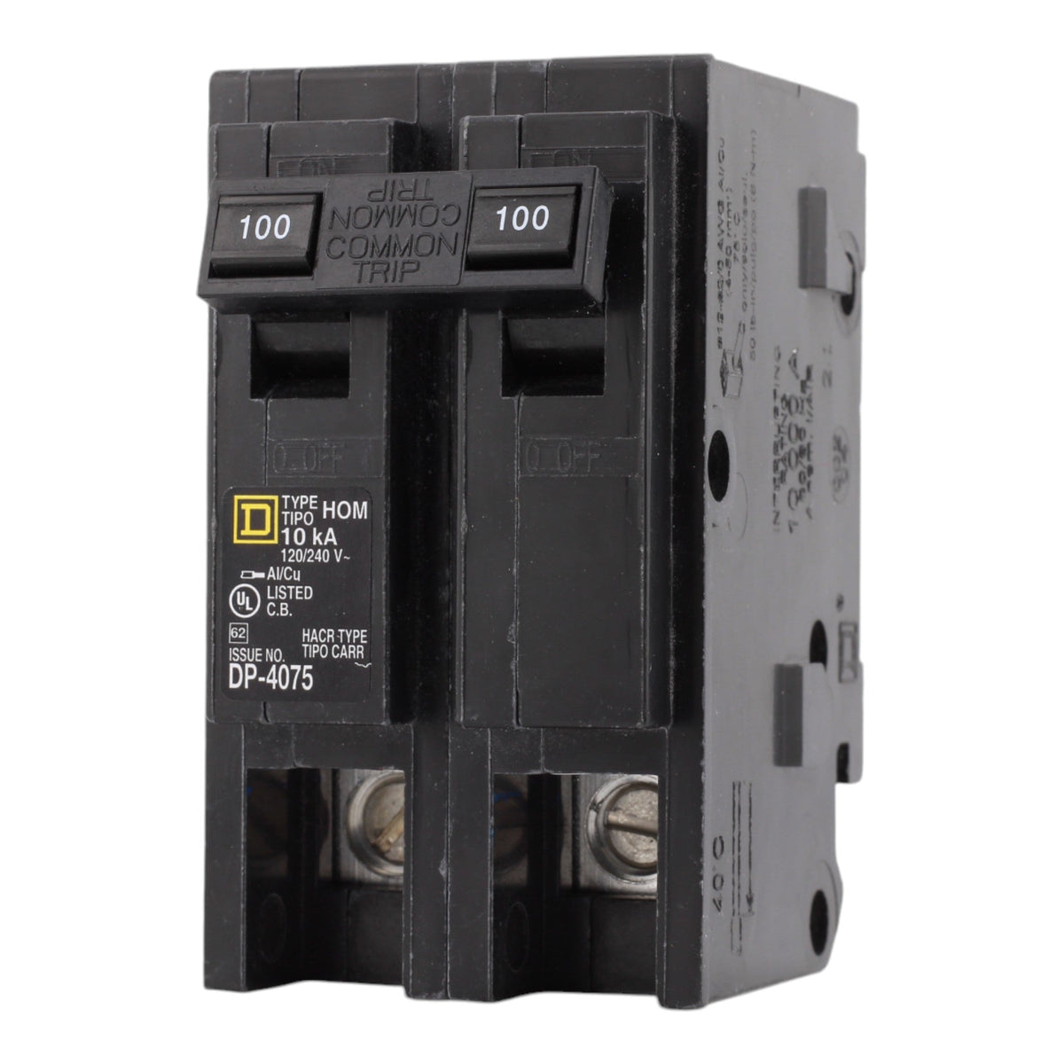 Square D Homeline HOM2100 100A 2P 120/240V Standard Plug-In Circuit Breaker - Image 3