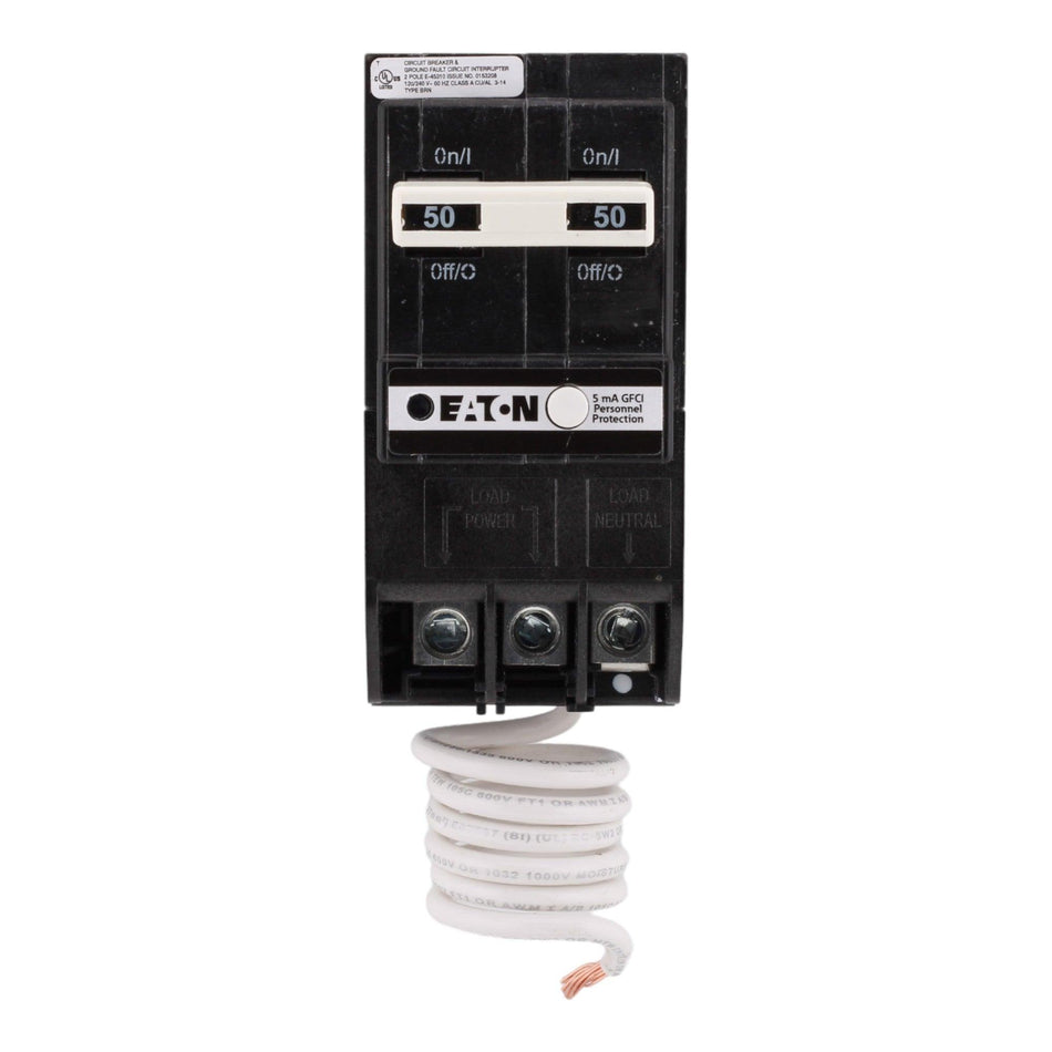 Eaton BRN250GF 50 Amp Double Pole 240V Pigtail-Neutral GFCI Ground Fault Circuit Breaker UL - Image 2