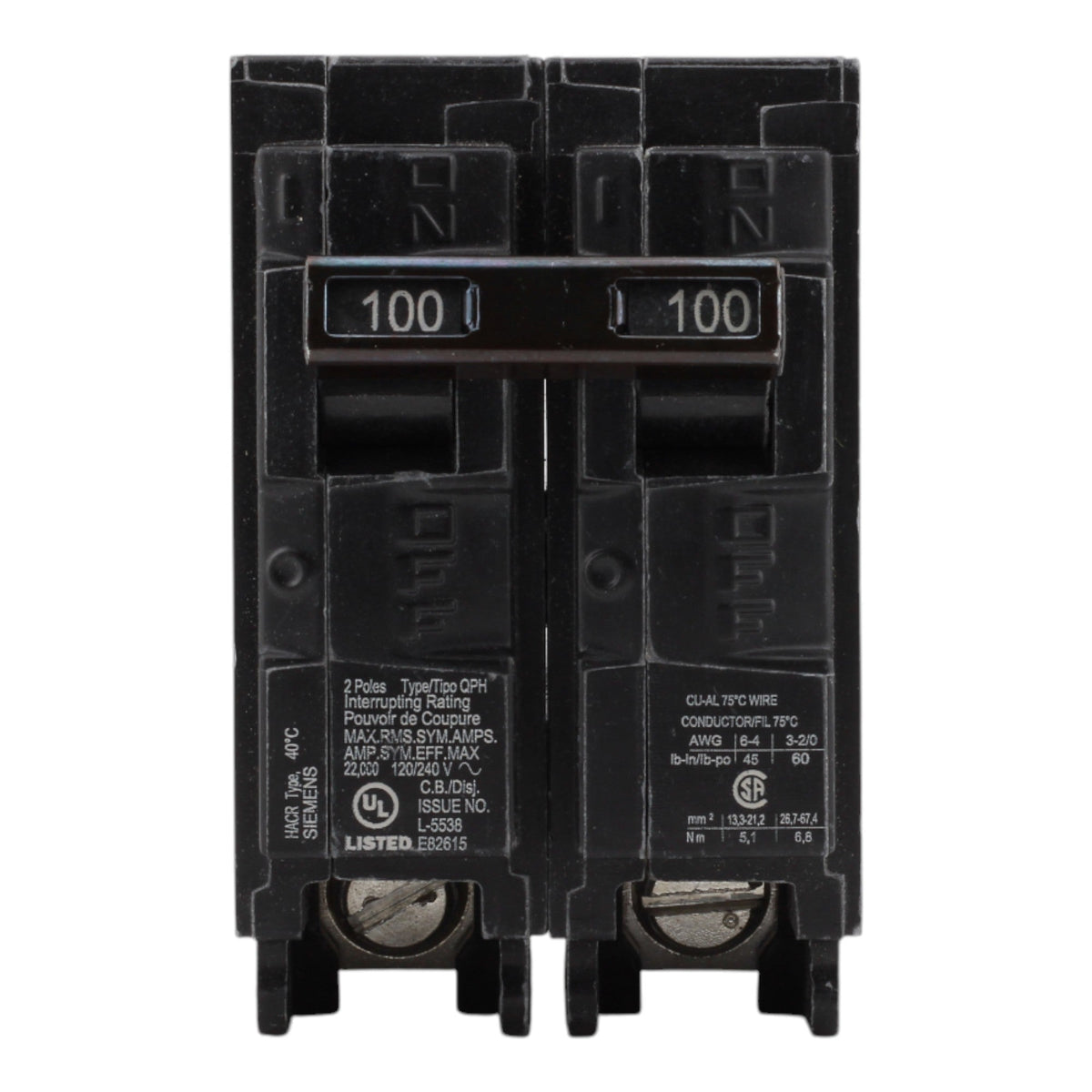 Siemens Q2100H 100A 2P 120/240V Circuit Breaker - Image 2