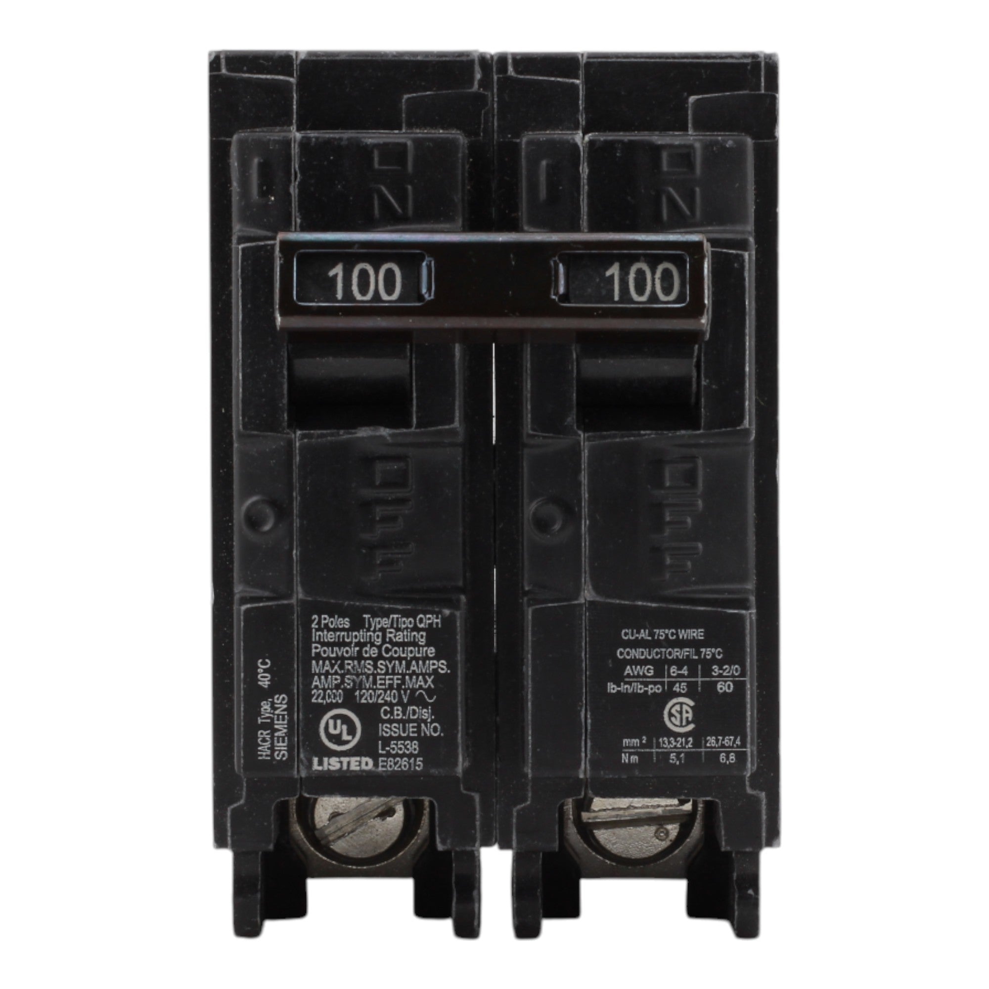 Siemens Q2100H 100A 2P 120/240V Circuit Breaker - Image 2