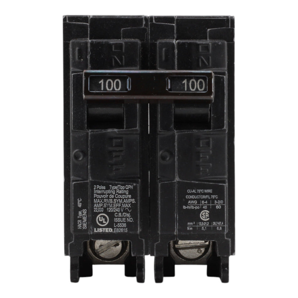 Siemens Q2100H 100A 2P 120/240V Circuit Breaker - Image 2
