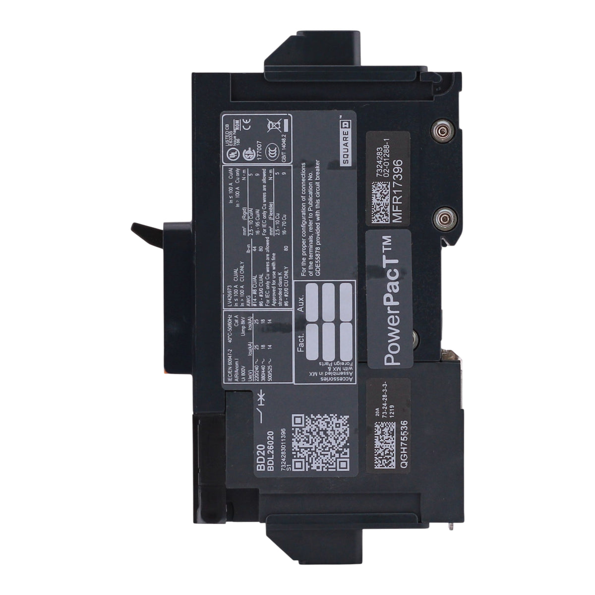 Square D PowerPacT B, BDL26020, 20A, 2P, 600Y/347VAC, 14kA, Unit Mount, Thermal Magnetic, Circuit Breaker - Image 7