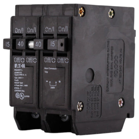 Eaton BR, BQ2402115, 15/40A, 4P, 120/240V, 10kAIC, CTL Quadplex, Plug-On, Circuit Breaker - Image 3