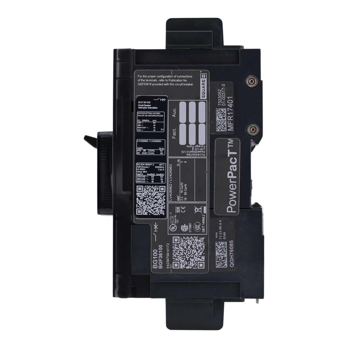Square D PowerPacT B, BGF36100, 100A, 3P, 600Y/347V, Unit Mount, Circuit Breaker - Image 7