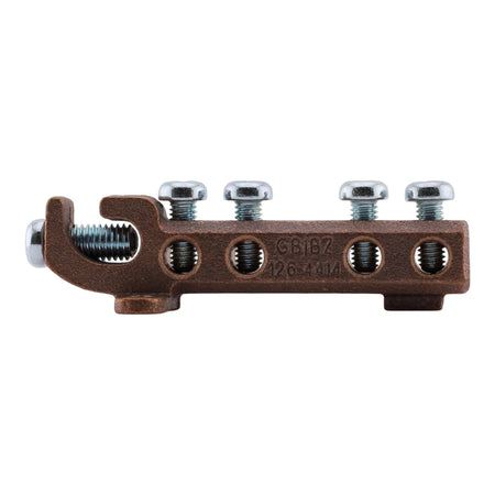 NSI Polaris, GBIBZ-126-4414-WC, 4-Circuit, 2-6 AWG Main, 4-14 AWG Taps, Bronze, Intersystem Bonding Connector with Cover - Image 7