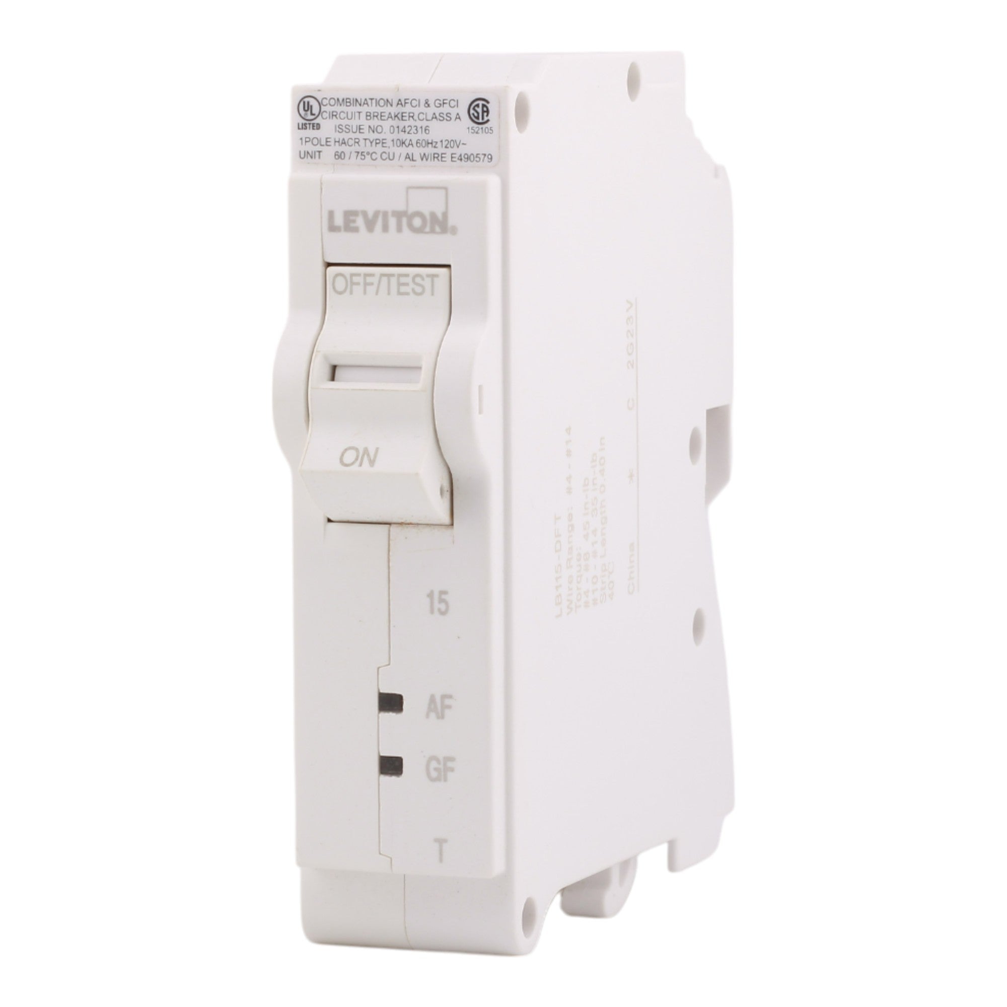 Leviton LB115-DFT 15A 1P 120V AFCI/GFCI Circuit Breaker - Image 4