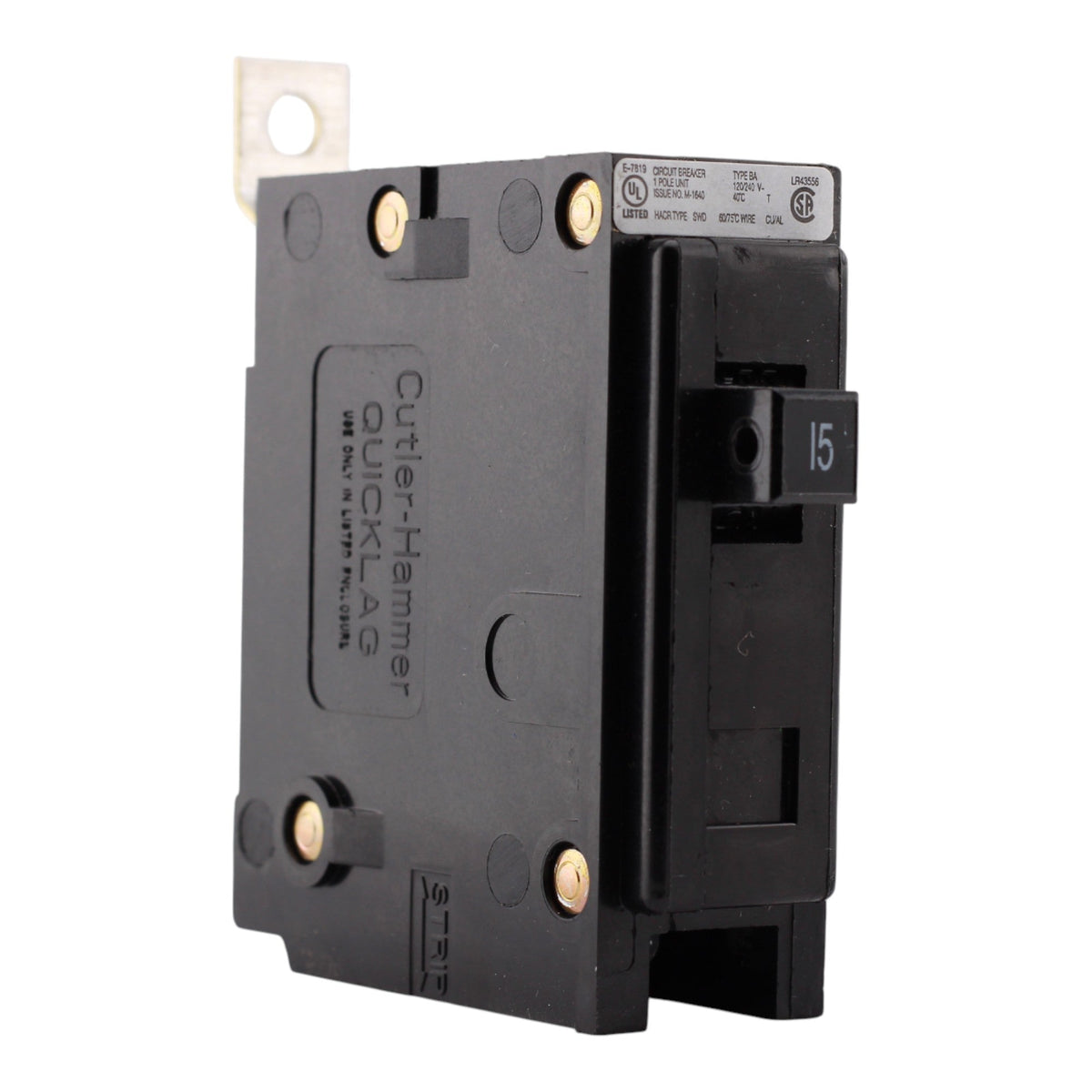 Eaton BAB, BAB1015, 15A, 1P, 120/240V, Bolt-On, Circuit Breaker