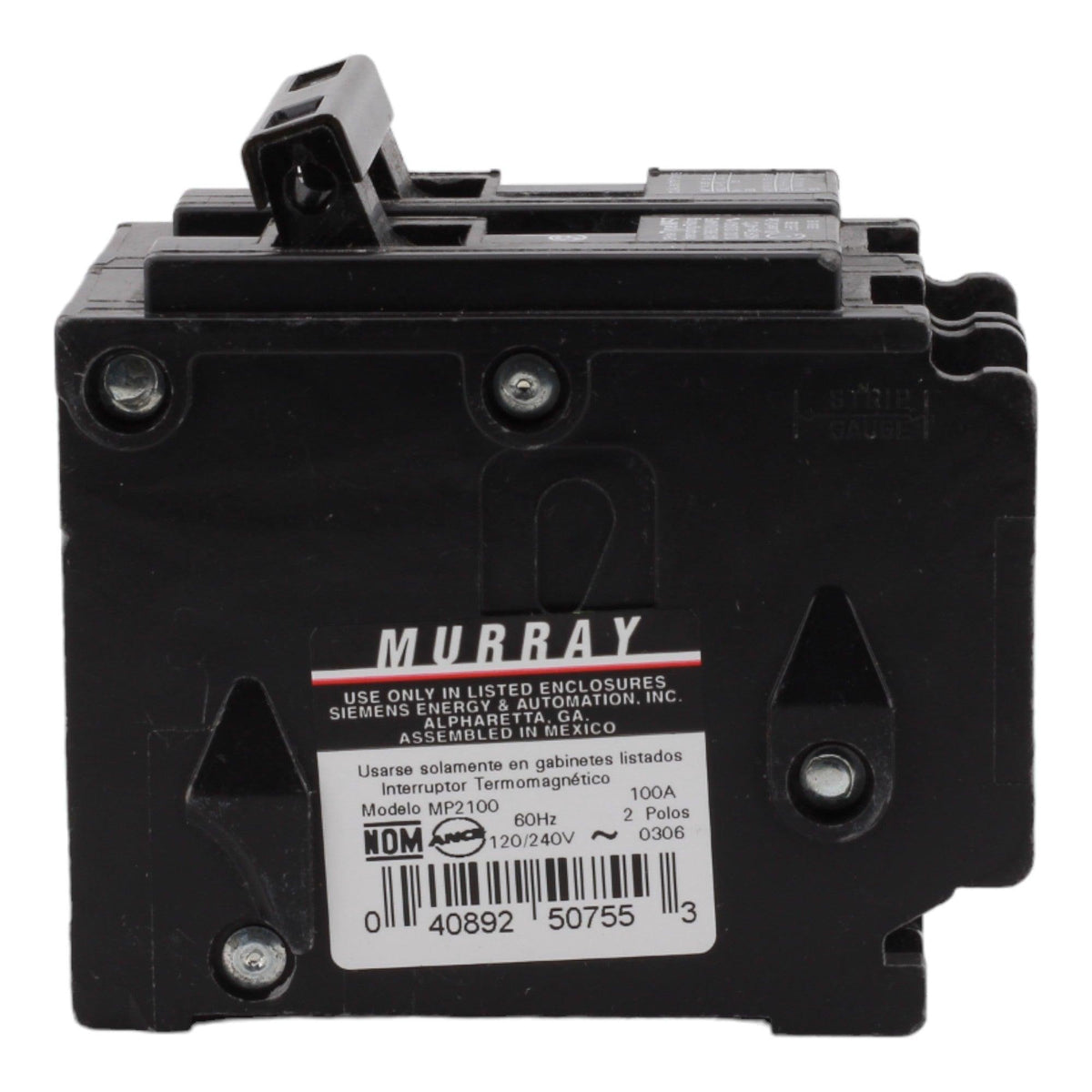 Murray MP2100 100 Amp Double Pole Main Circuit Breaker - 120/240V, Plug-On, UL Listed - Image 8