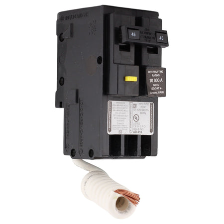 Square D Homeline, HOM245GFI, 45A, 2P, 120/240V, GFCI, Pigtail Neutral, Circuit Breaker