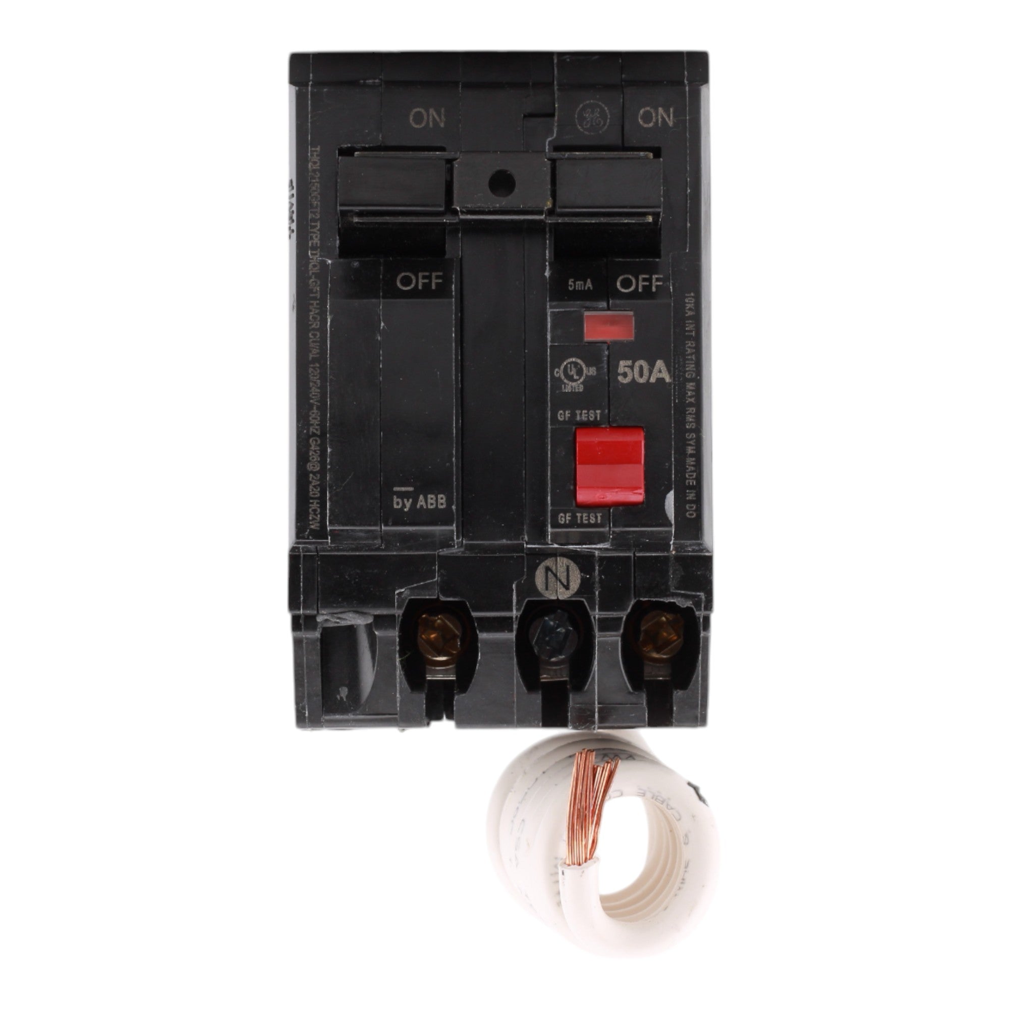 GE THQL2150GFT2P 50A 240V 2-pole GFCI Circuit Breaker Pigtail Neutral - Image 2