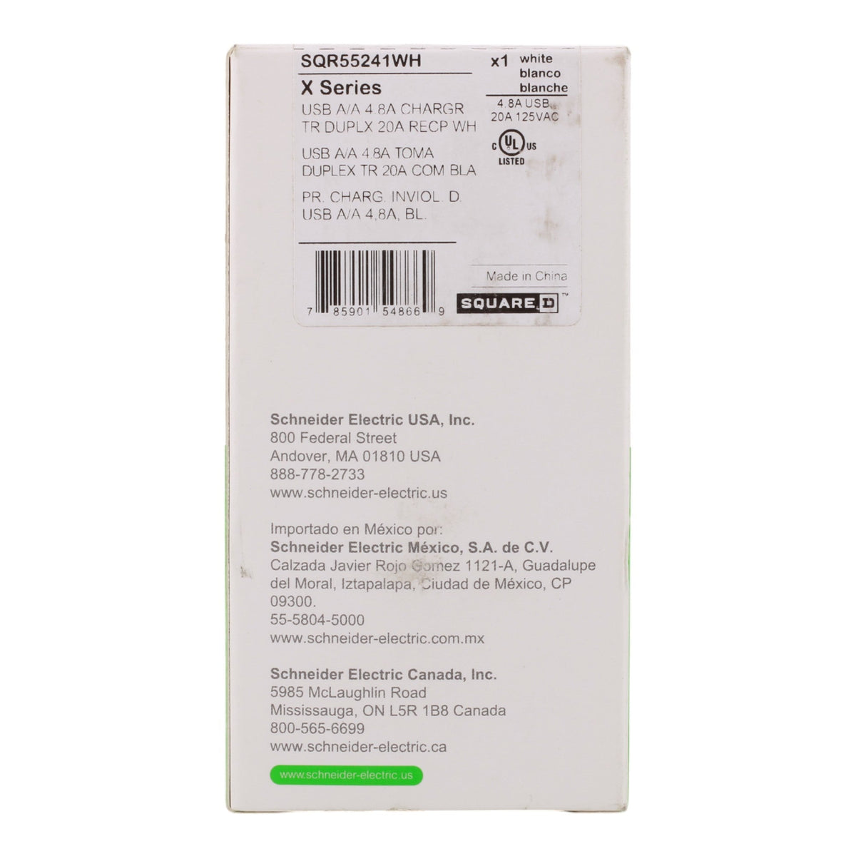 Square D SQR55241WH X Series 20A 125V Duplex Tamper Resistant USB Outlet, Matte White - Image 6