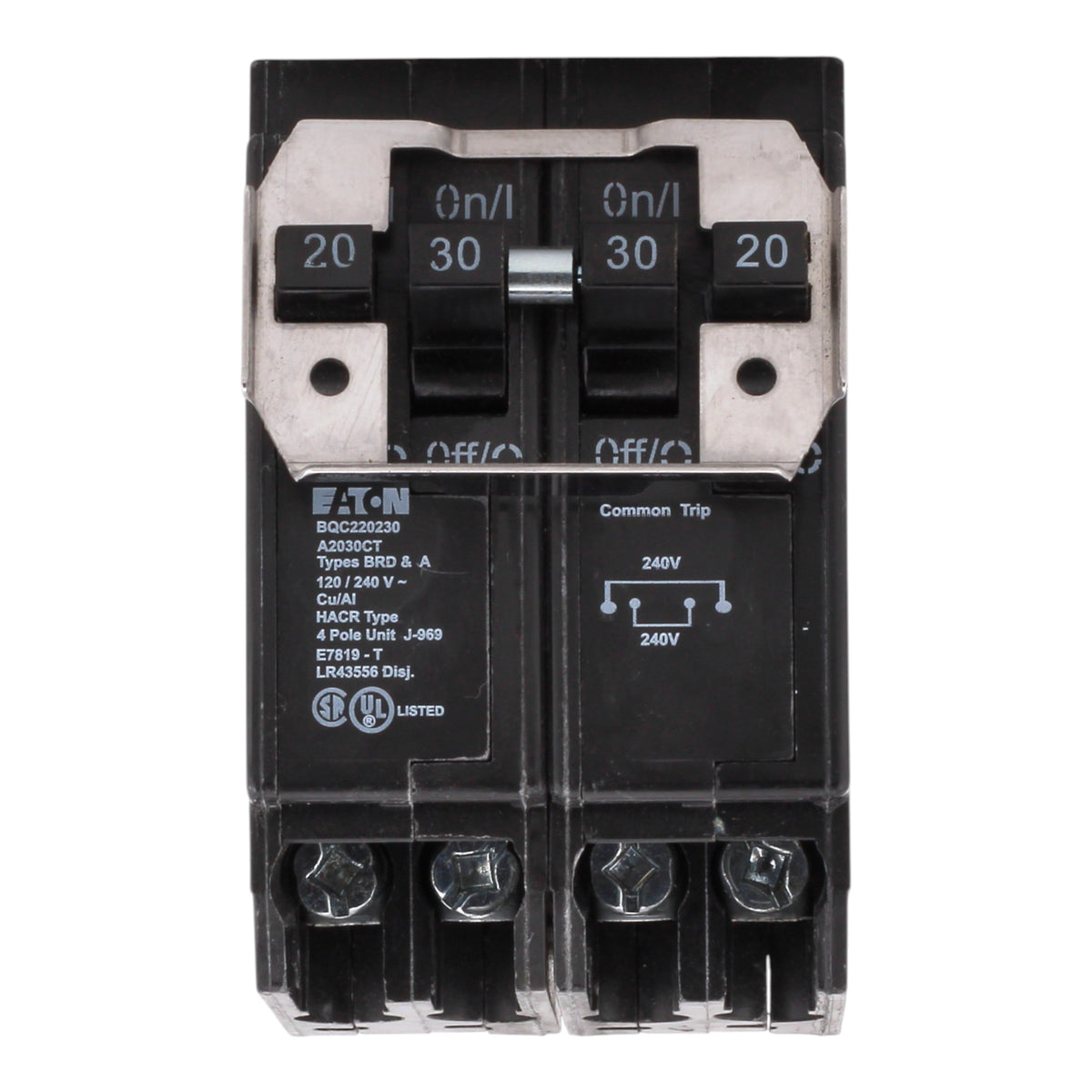 Eaton BR BQC220230 20/30A 4P 120/240V Quadplex CTL Plug-On Circuit Breaker - Image 3