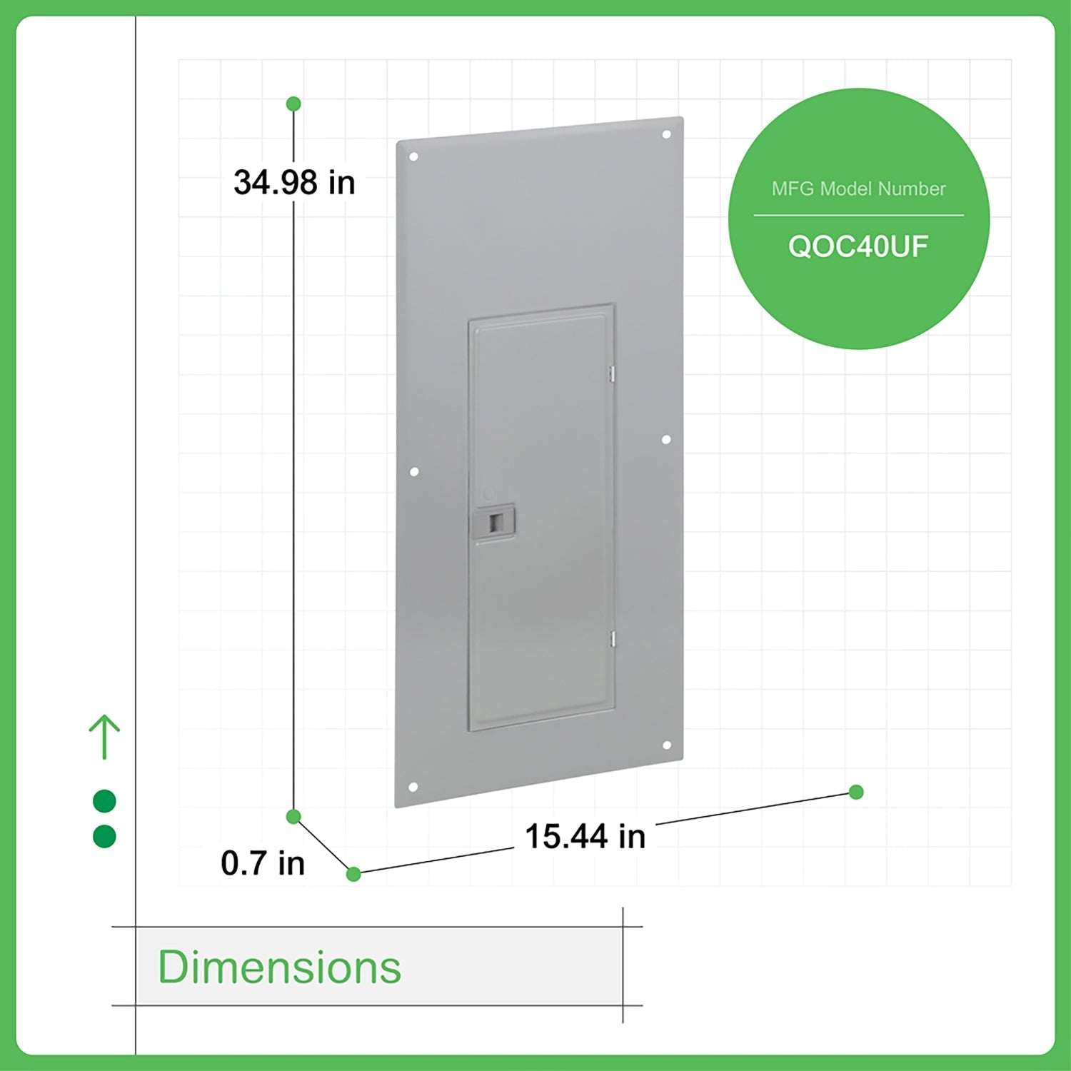 Square D QO, QOC40UF, 40-Space, Flush, Load Center Cover - Image 5