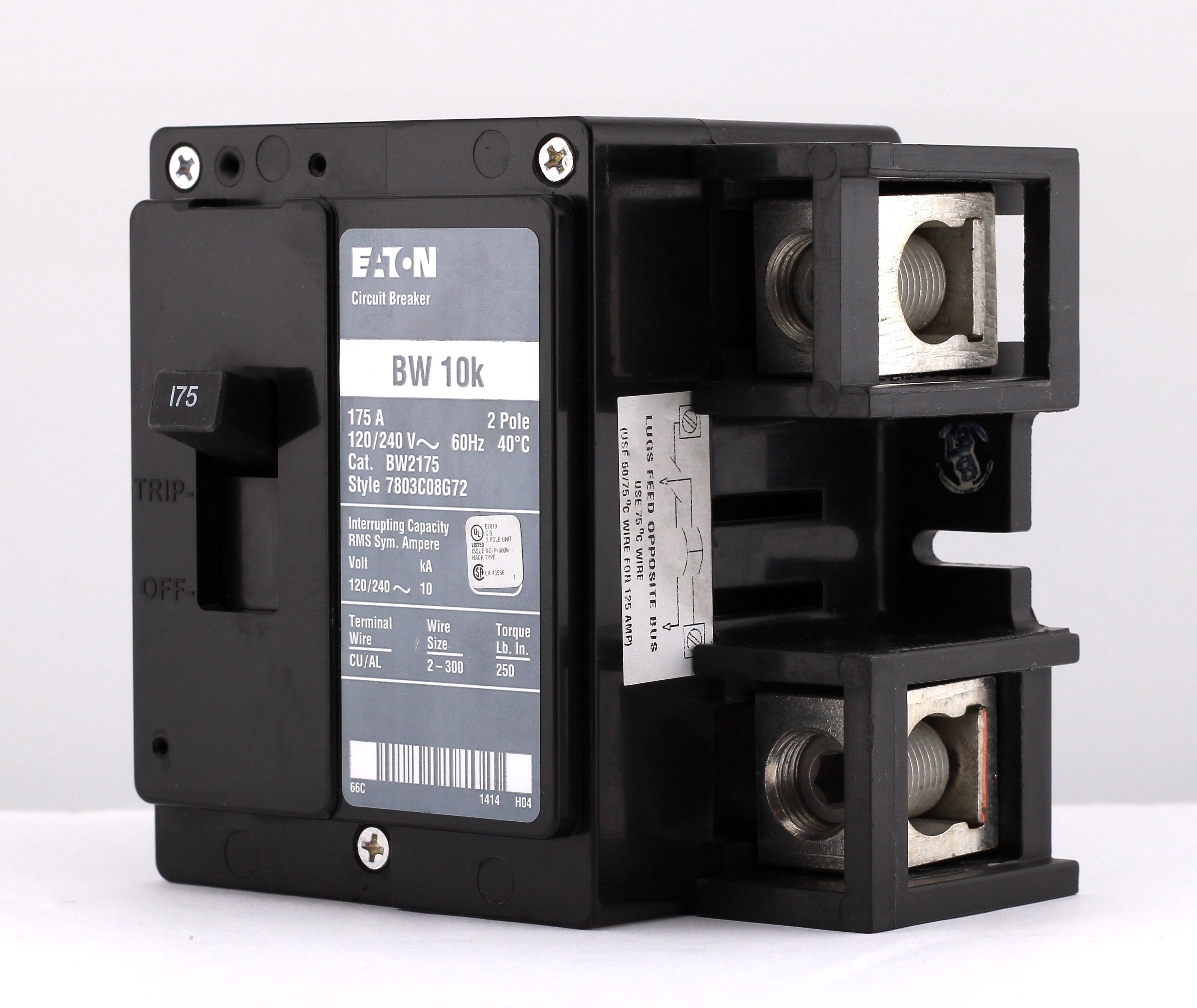 Eaton BR BW2175 175A 2P 120/240V Main Circuit Breaker - Image 2