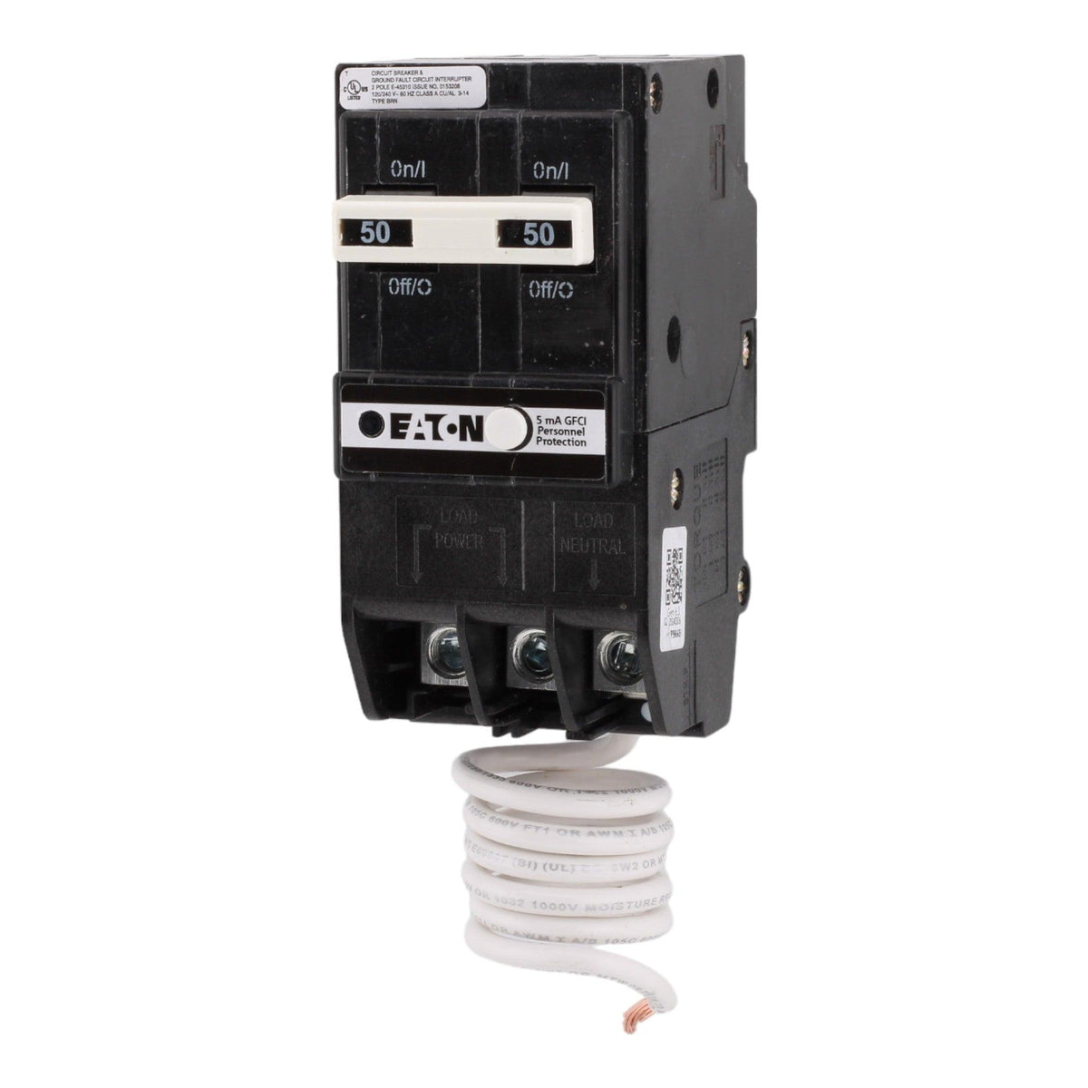 Eaton BRN250GF 50 Amp Double Pole 240V Pigtail-Neutral GFCI Ground Fault Circuit Breaker UL - Image 3