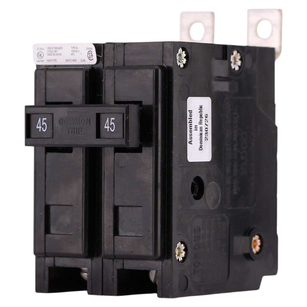 Eaton BAB, BAB2045, 45A, 2P, 120/240V, Quicklag, Thermal Magnetic, Bolt-On, Circuit Breaker - Image 3