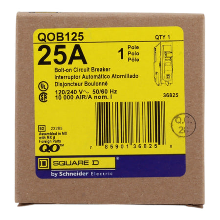 Square D QO QOB125 25A 1P 120/240V Standard Bolt-On Circuit Breaker - Image 2