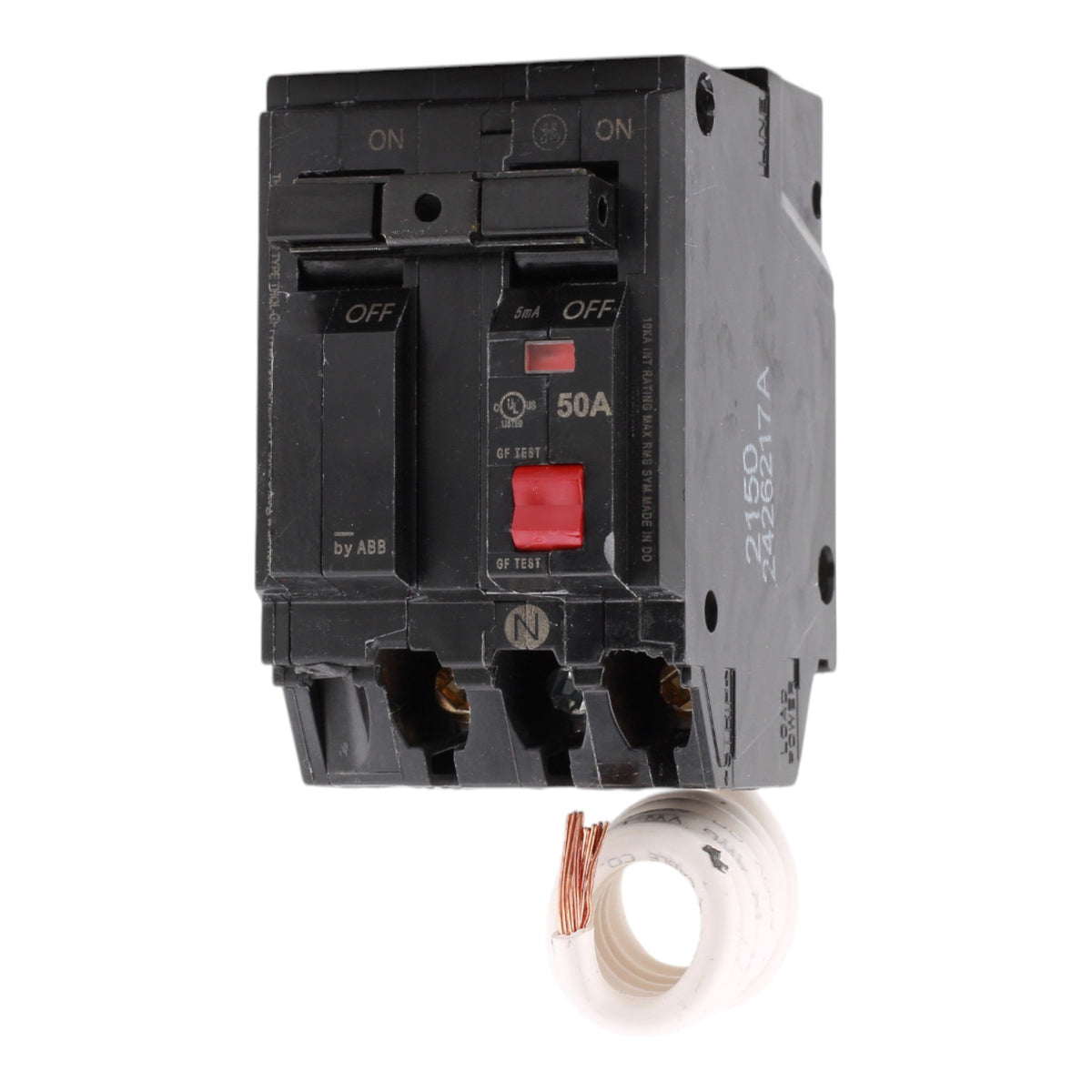 GE THQL2150GFT2P 50A 240V 2-pole GFCI Circuit Breaker Pigtail Neutral - Image 3