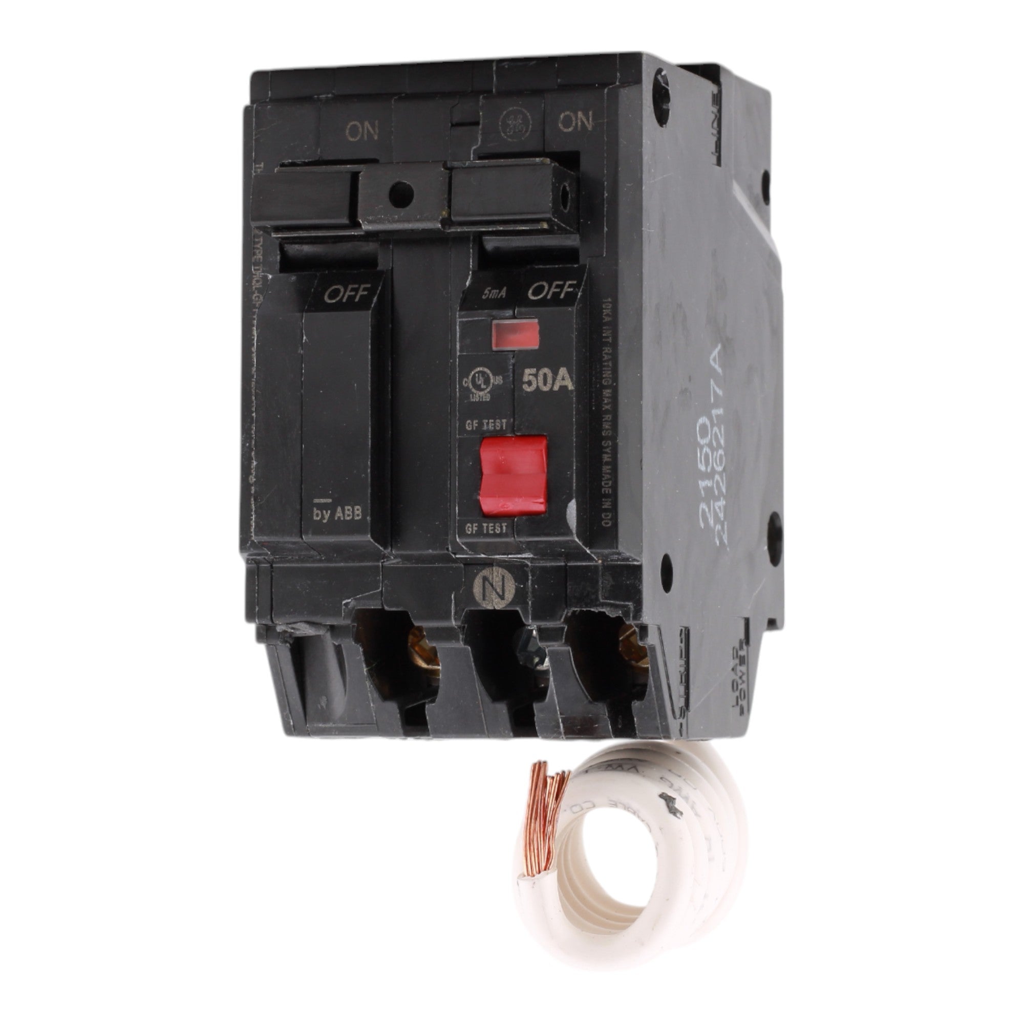 GE THQL2150GFT2P 50A 240V 2-pole GFCI Circuit Breaker Pigtail Neutral - Image 3