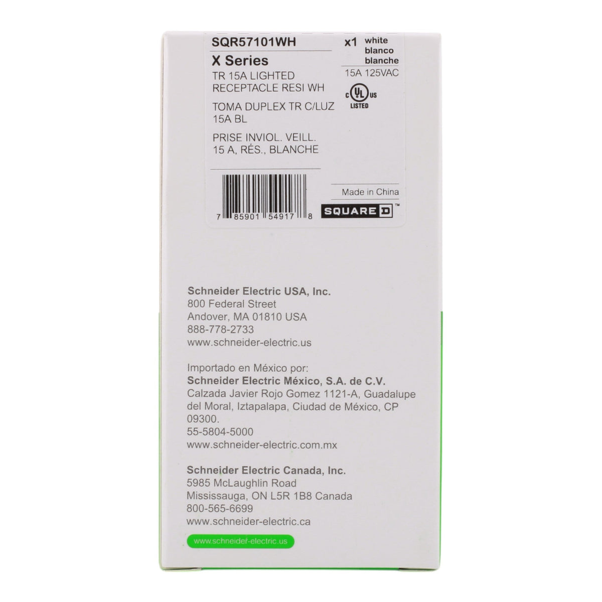 Square D SQR57101WH X Series 15A 125V Tamper Resistant Lighted Outlet, Matte White - Image 6