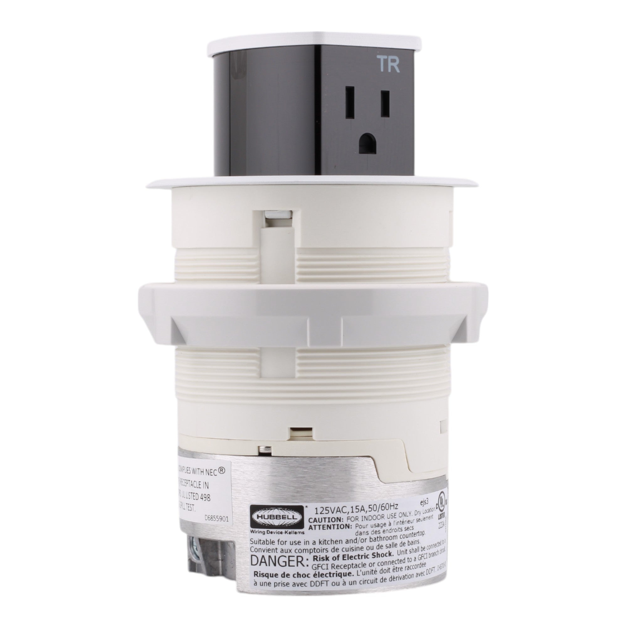 Hubbell Wiring, RCT200W, 15 Amps, 125 Volts, 2-Pole, Kitchen Counter Receptacle, Surface Mount, Tamper Resistant, White - Image 2