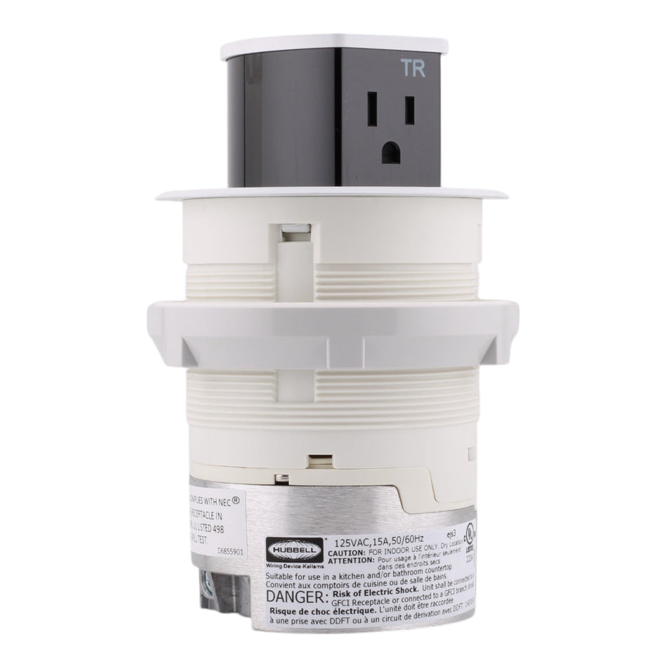 Hubbell Wiring, RCT200W, 15 Amps, 125 Volts, 2-Pole, Kitchen Counter Receptacle, Surface Mount, Tamper Resistant, White - Image 2