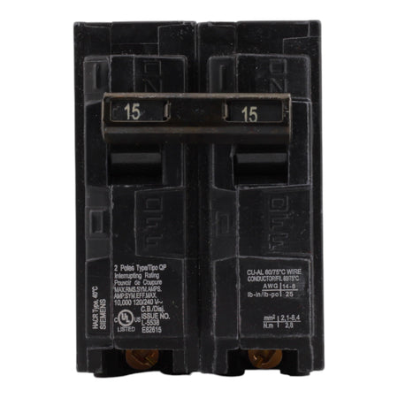 Siemens Q215 15 Amps 120/240 Volts Double Pole Thermal Magnetic Circuit Breaker, Plug-In Mount - Image 2
