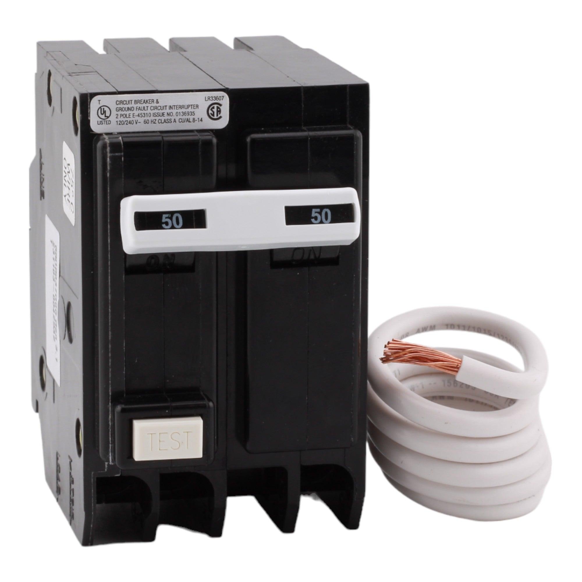 Eaton GFTCB250 50A 120/240V 2-pole GFCI Circuit Breaker Pigtail Neutral - Image 2