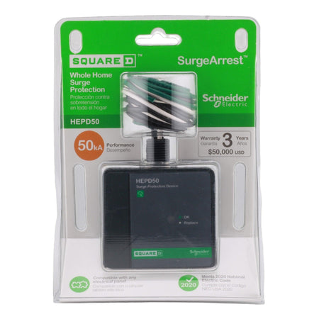 Square D HEPD50 Whole Home Surge Protective Device - 50kA Surge Current, 120/240V, Single Phase, 3-Wire - Image 7