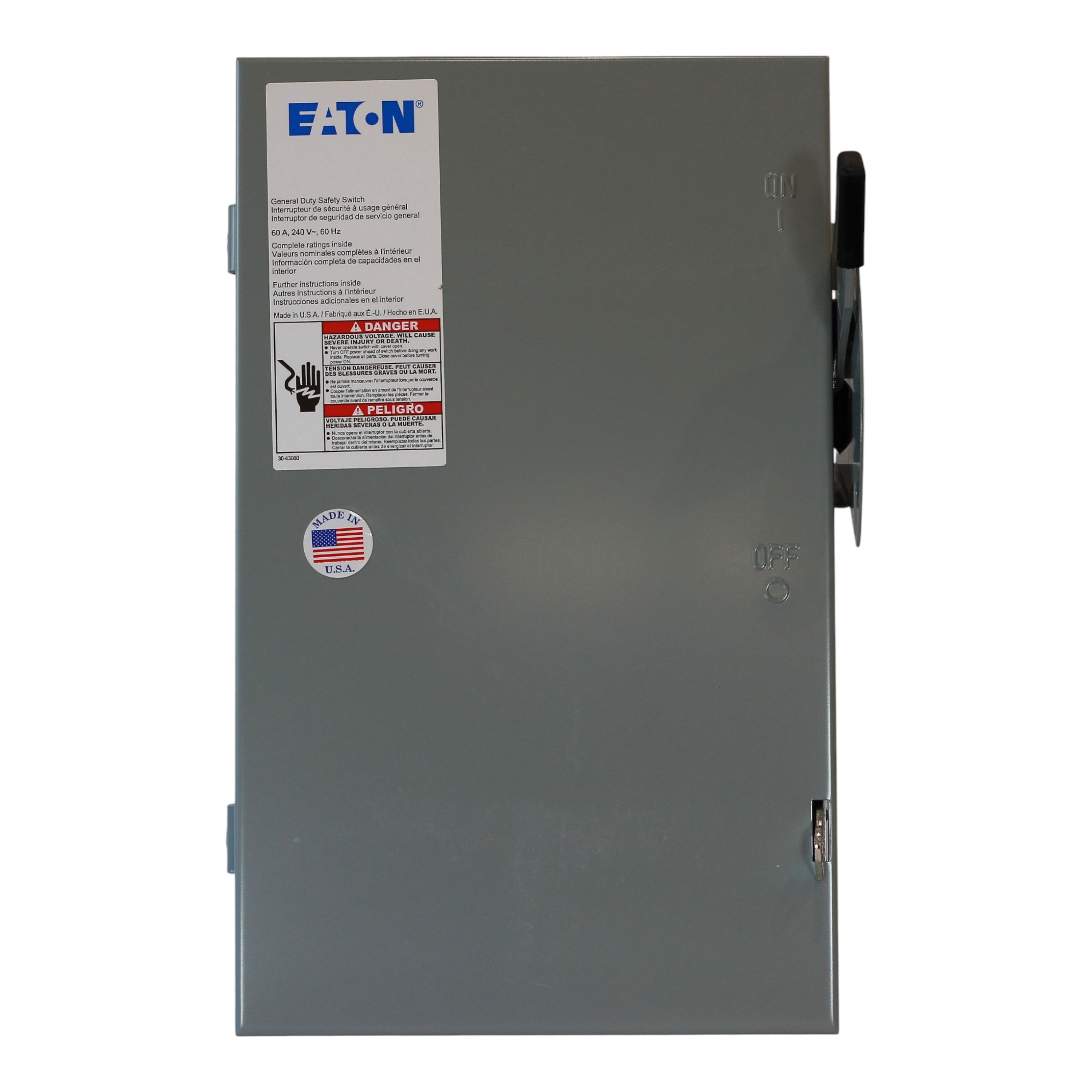 Eaton General Duty DG222UGB 60A 2P 240V Non-Fusible NEMA 1 Safety Switch - Image 4