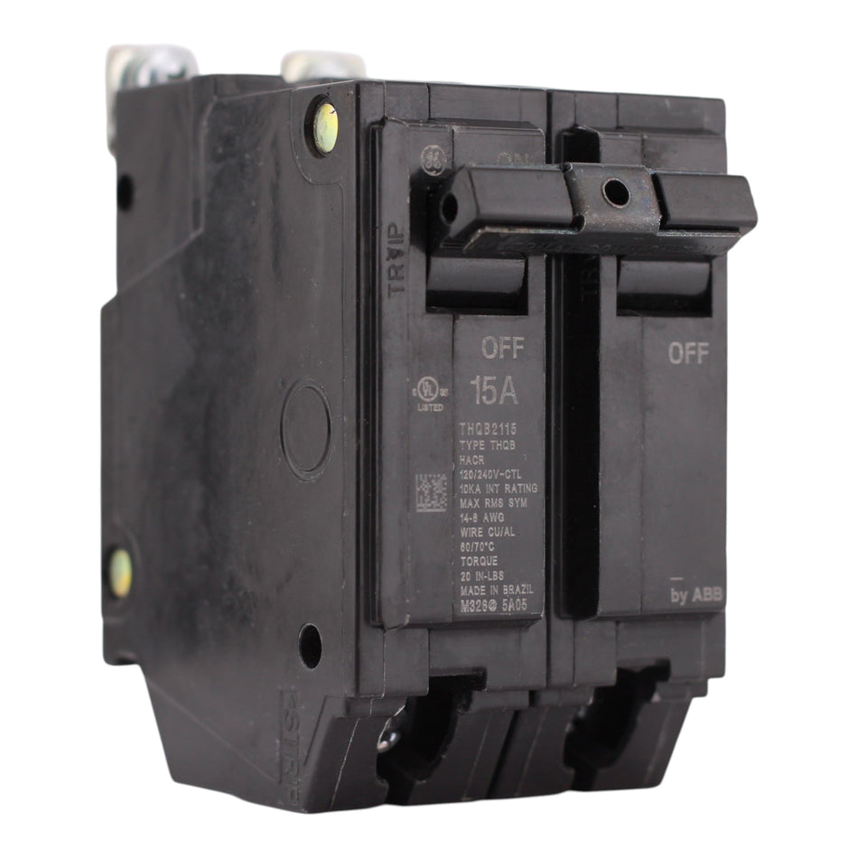 GE Q-Line, THQB2115, 15A, 2P, 120/240V, Bolt-On, Circuit Breaker