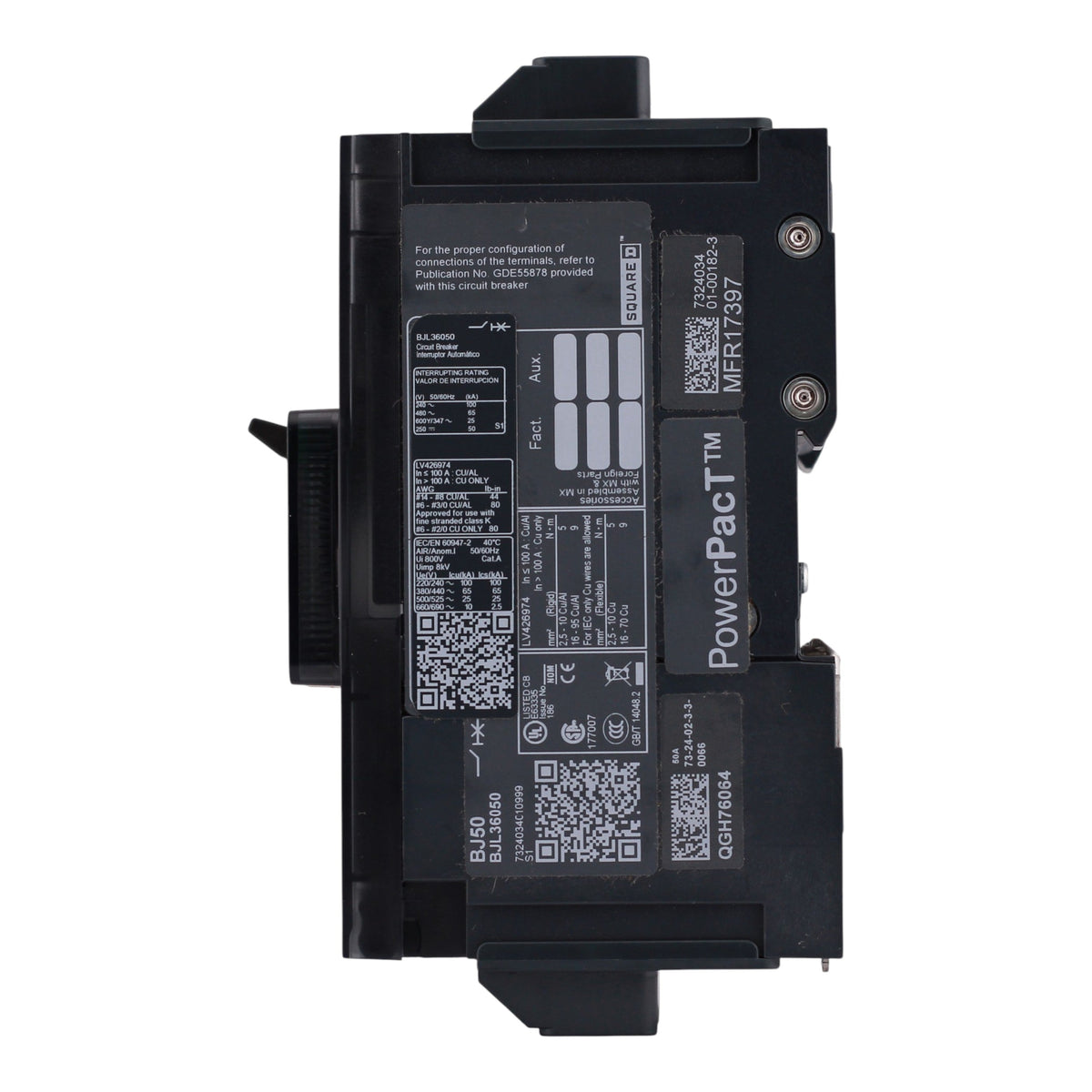 Square D PowerPacT B, BJL36050, 50A, 3P, 600Y/347V, Lugs, Circuit Breaker - Image 7