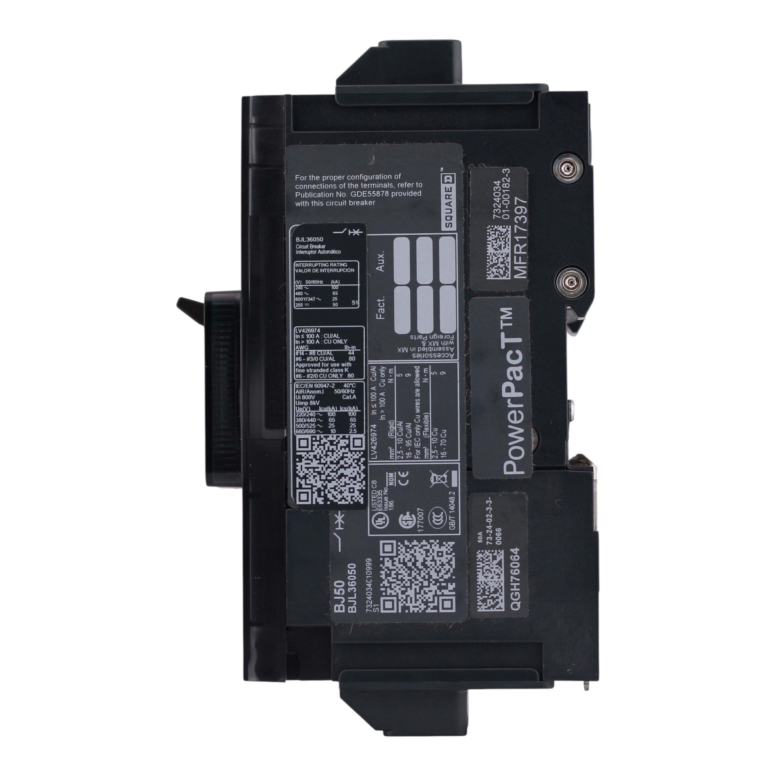 Square D PowerPacT B, BJL36050, 50A, 3P, 600Y/347V, Lugs, Circuit Breaker - Image 7