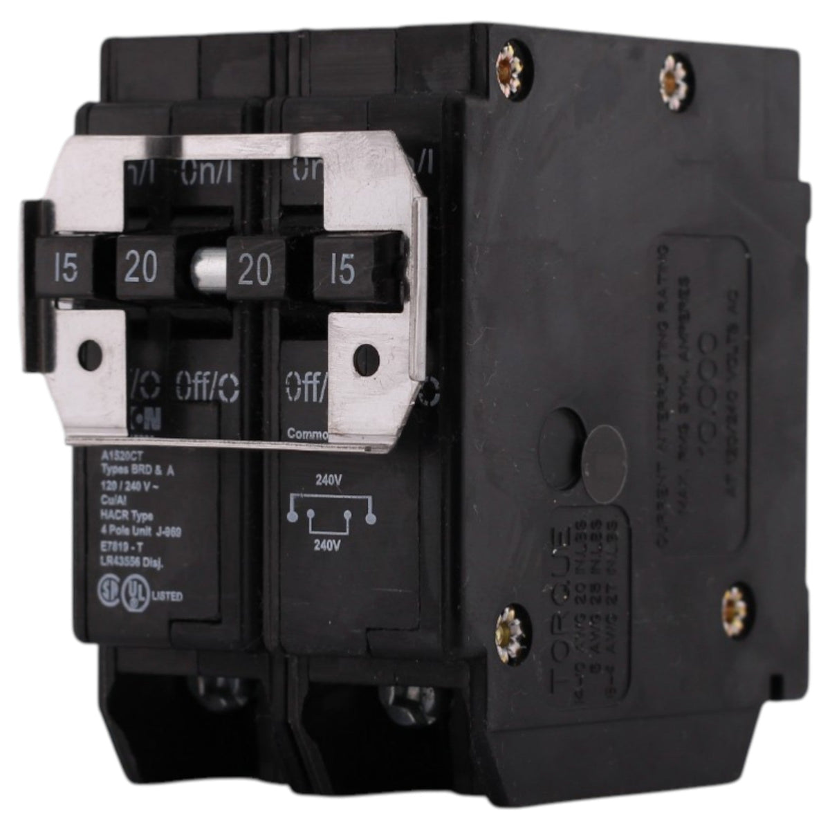 Eaton BR, BQC215220, 20A/15A, 4P, 120/240V, Circuit Breaker - Image 3